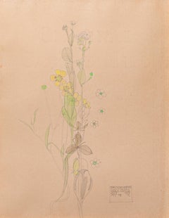 Antique Art Nouveau "Brookweed" original floral watercolor by Charles Rennie Mackintosh