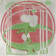 Art Nouveau "Pareja de palomas" litografía original de Charles Rennie Mackintosh