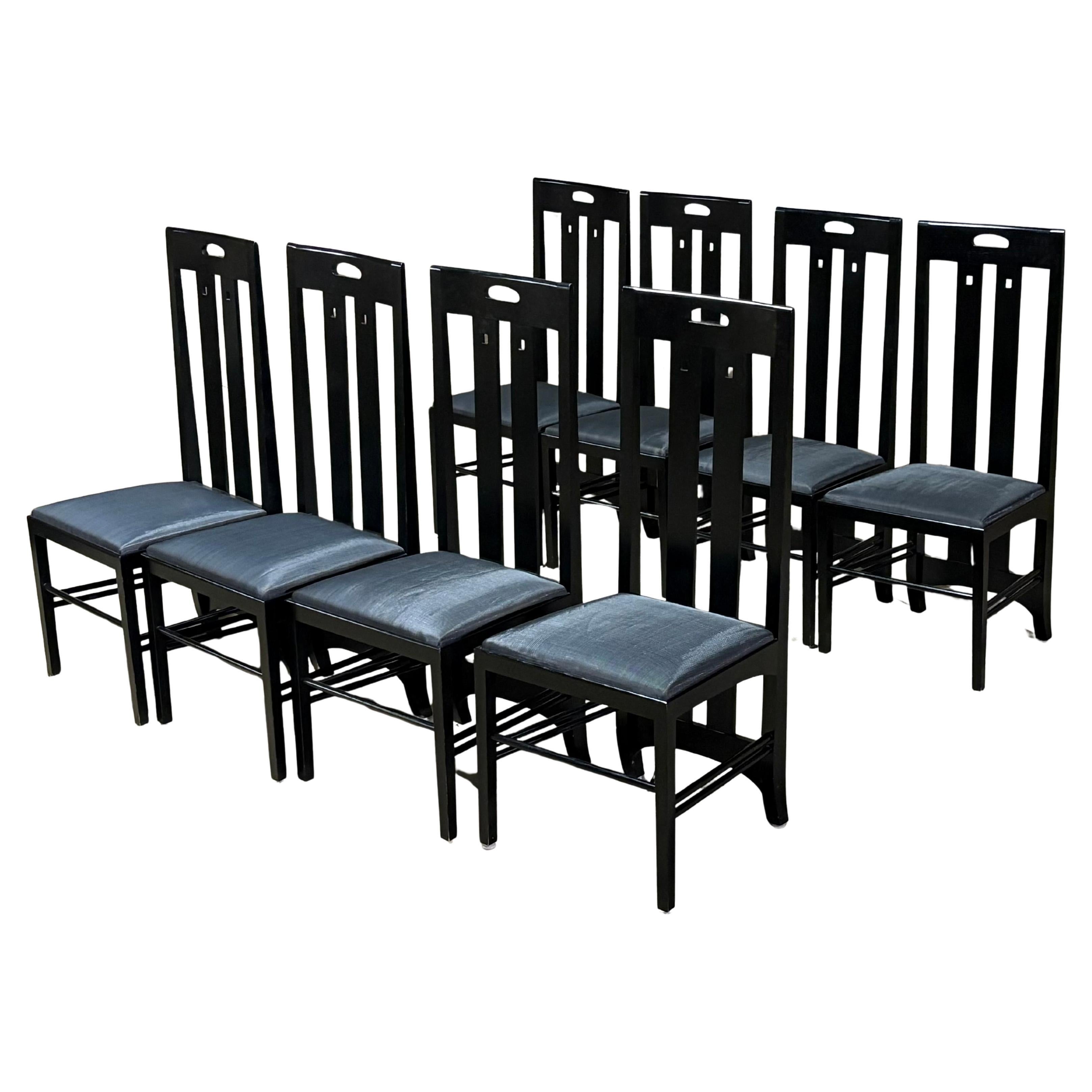 Charles Rennie Mackintosh “309 Ingram” Dining Chairs for Cassina, Set of 8