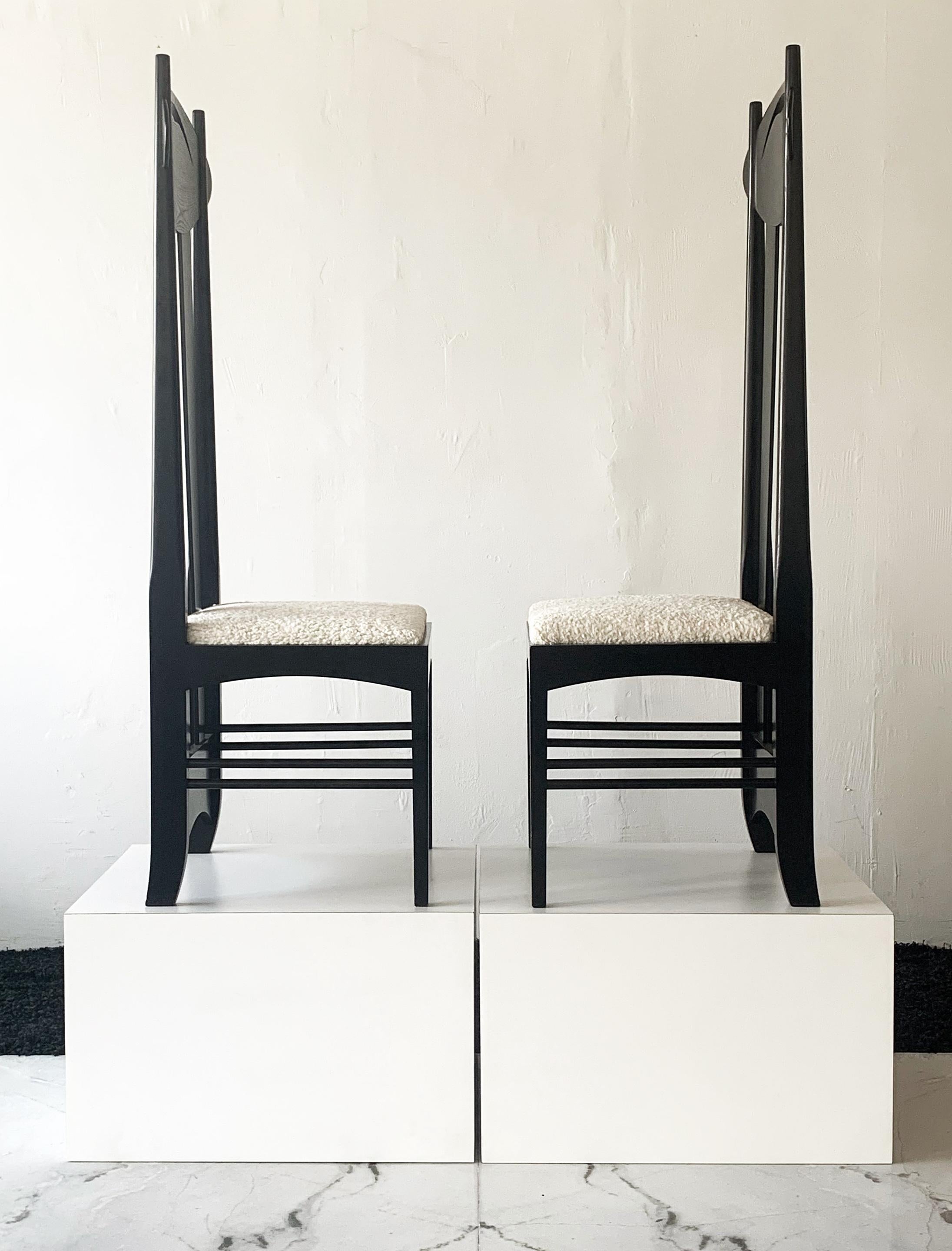 Bouclé Charles Rennie Mackintosh Argyle Chairs, a Pair, Cassina, 1970's