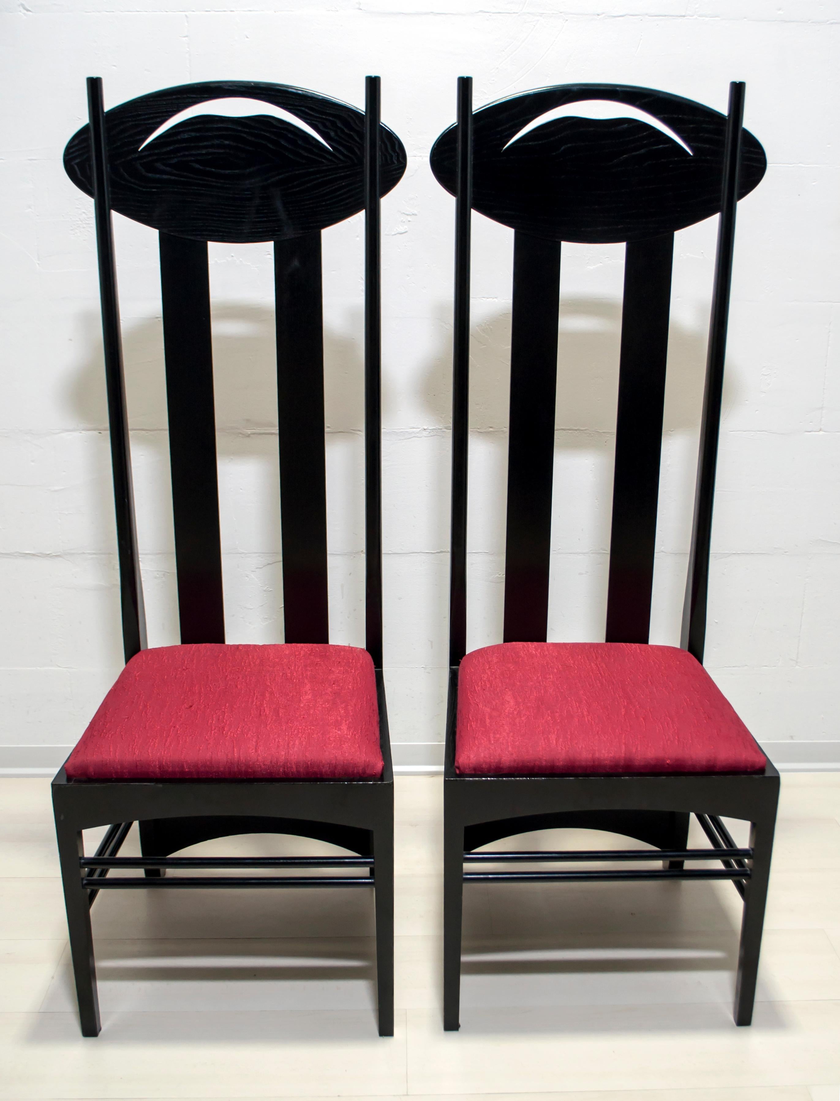 This chair was exhibited at the Eighth Secession Exhibition in Vienna, Austria in 1900, where Mackintosh with his individual style contributed to the development of the Wiener Werkstätte, a famous Viennese design firm, founded in 1903 by Josef