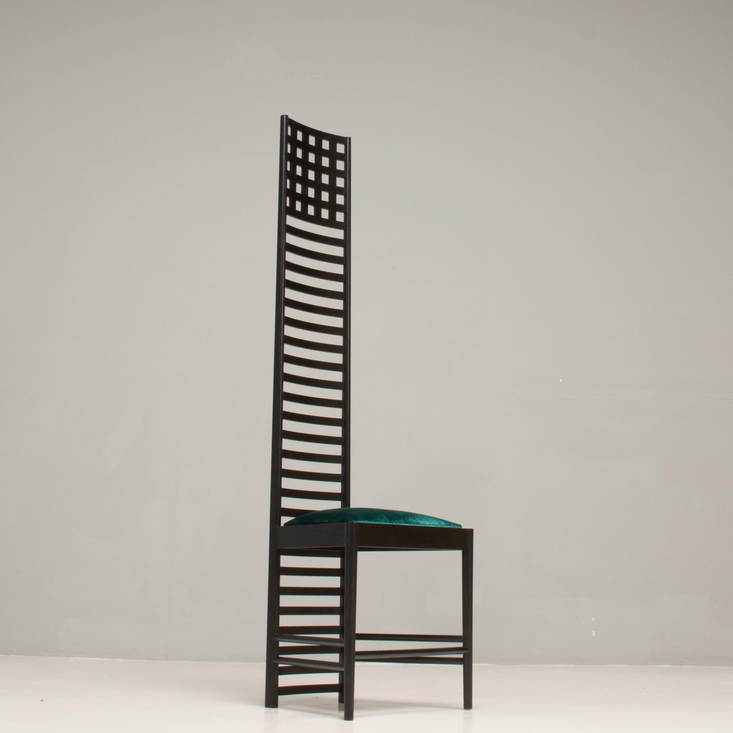 Charles Rennie Mackintosh Ash & Petroleum Velvet Hill House 1 Chair by Cassina In Good Condition In Basildon, London