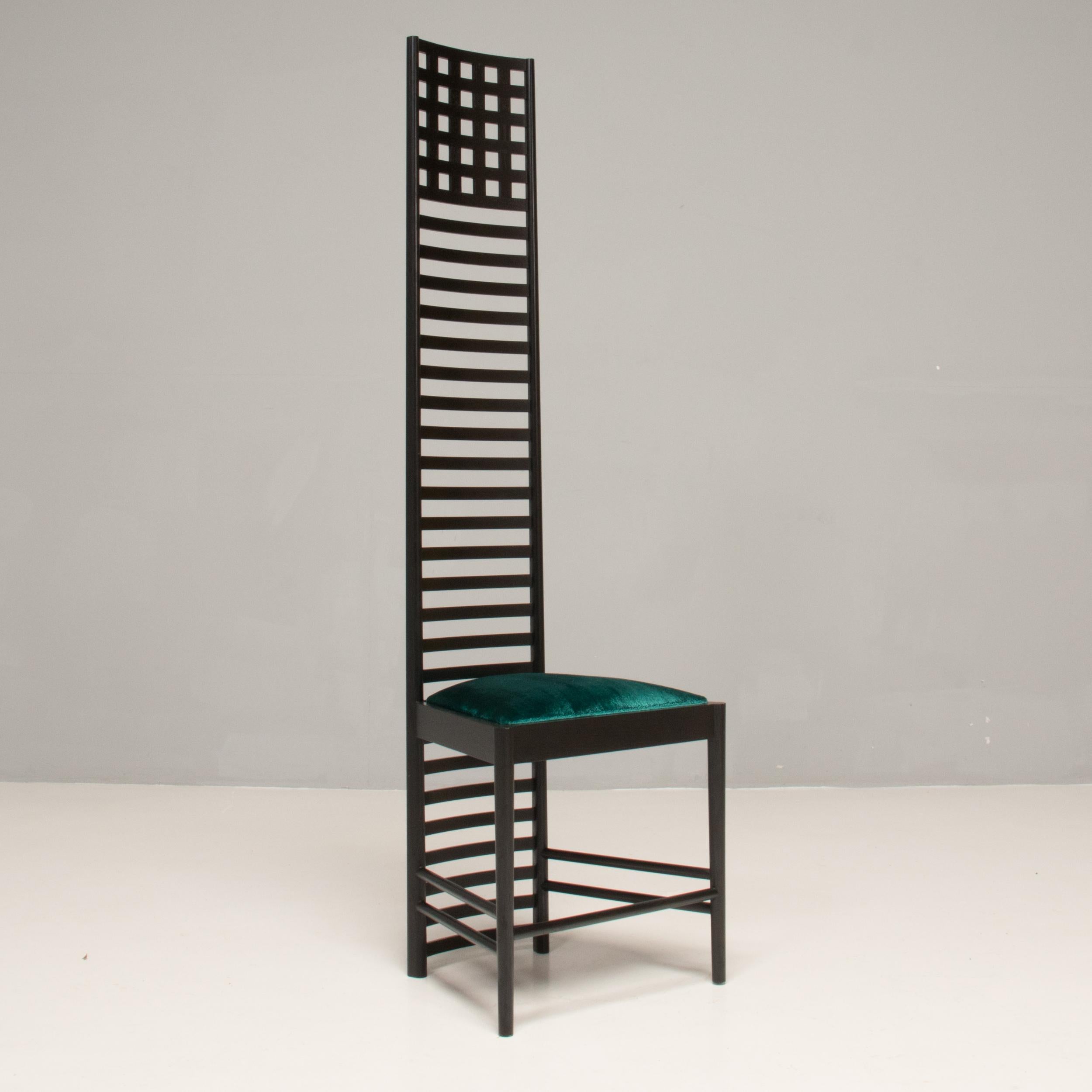 Late 19th Century Charles Rennie Mackintosh Ash & Petroleum Velvet Hill House 1 Chair by Cassina