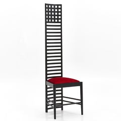 Charles Rennie Mackintosh Ash & Red Velvet Hill House Chair