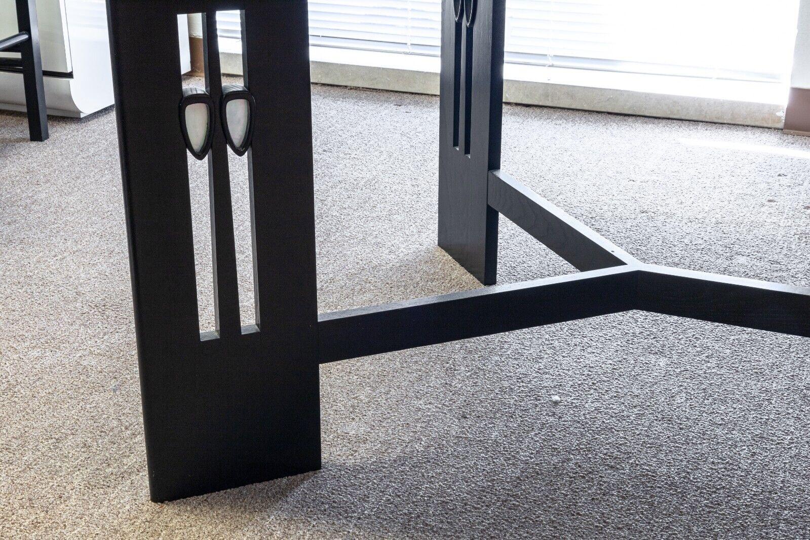 Charles Rennie Mackintosh Black Ebonized Wood Dining Table & Chairs Set 4