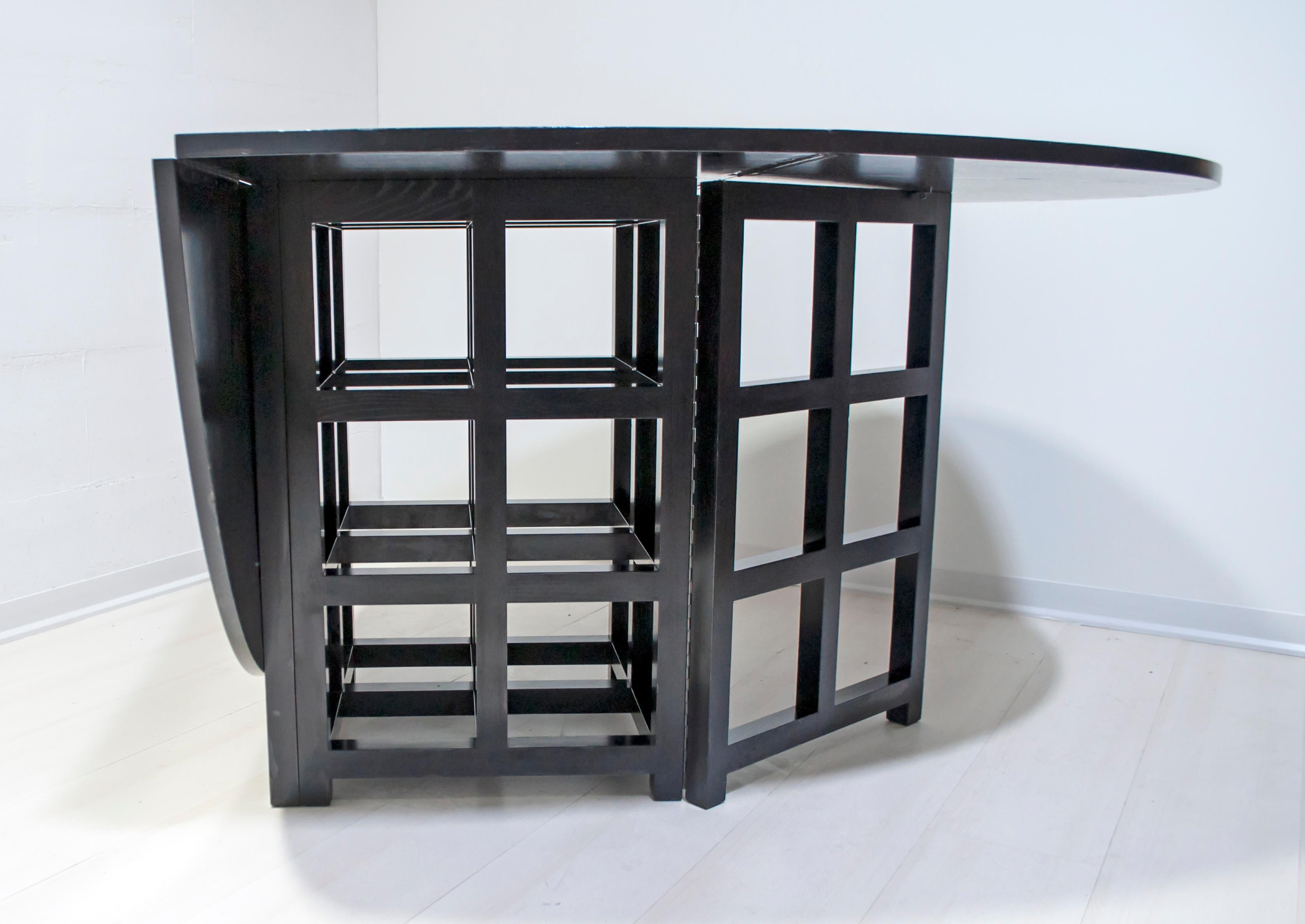 Art Nouveau Charles Rennie Mackintosh Black Stained Ash Folding Table DS.1 by Cassina, 1975