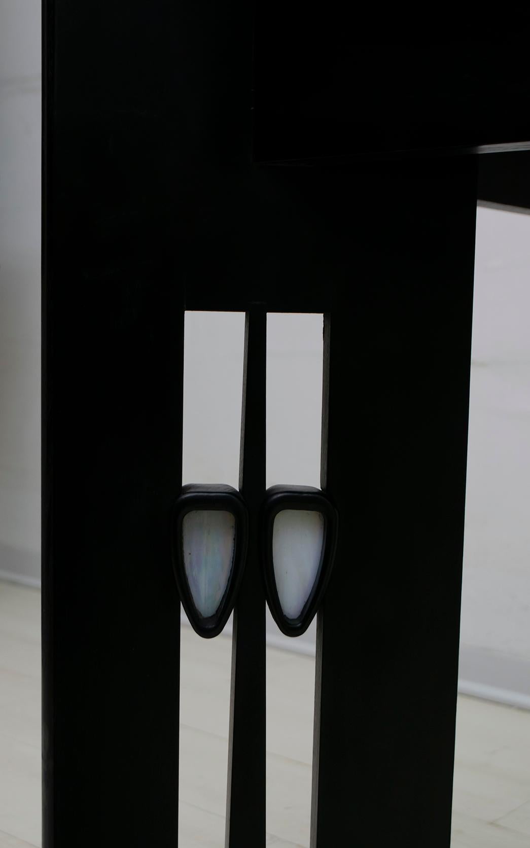 Ebonized Charles Rennie Mackintosh Coffee Table Oak and Glass Paste, 1970s