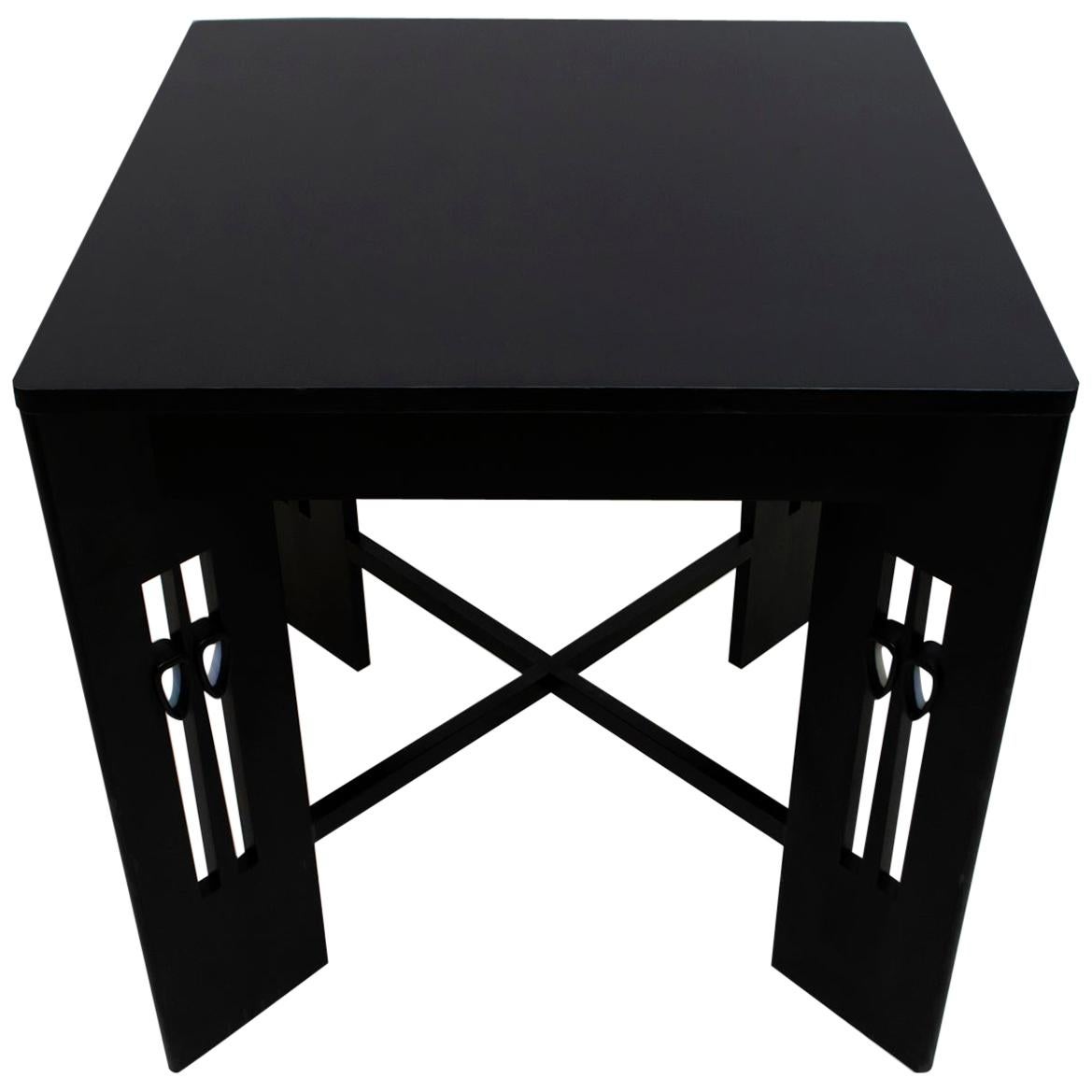 Charles Rennie Mackintosh Coffee Table Oak and Glass Paste, 1970s