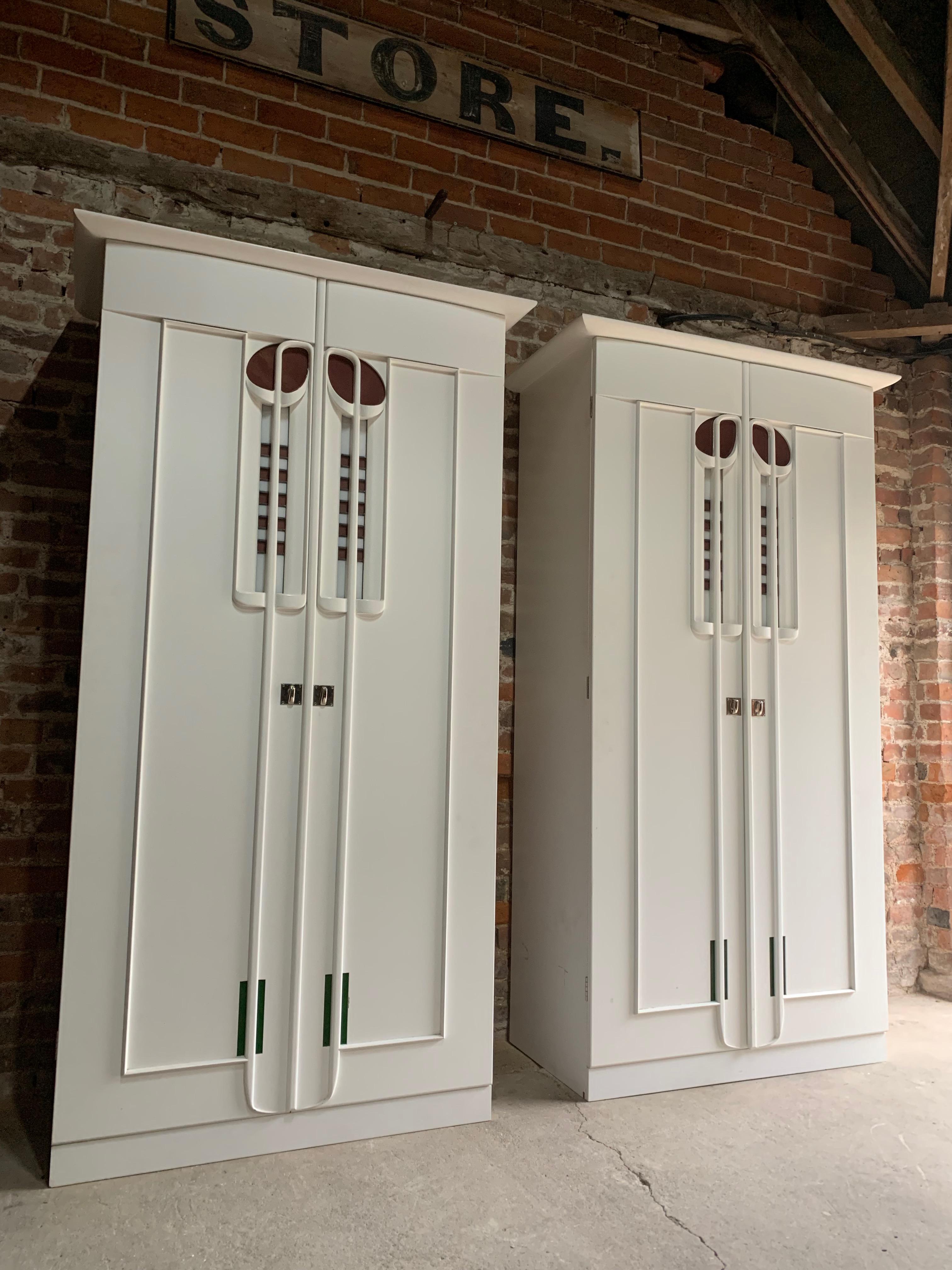 Charles Rennie Mackintosh Design Wardrobes Pair The Hill House Monumental Tall In Good Condition In Longdon, Tewkesbury
