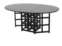 Charles Rennie Mackintosh Ebonized Ash Folding Oval Table DS.1 Cassina, 1970s