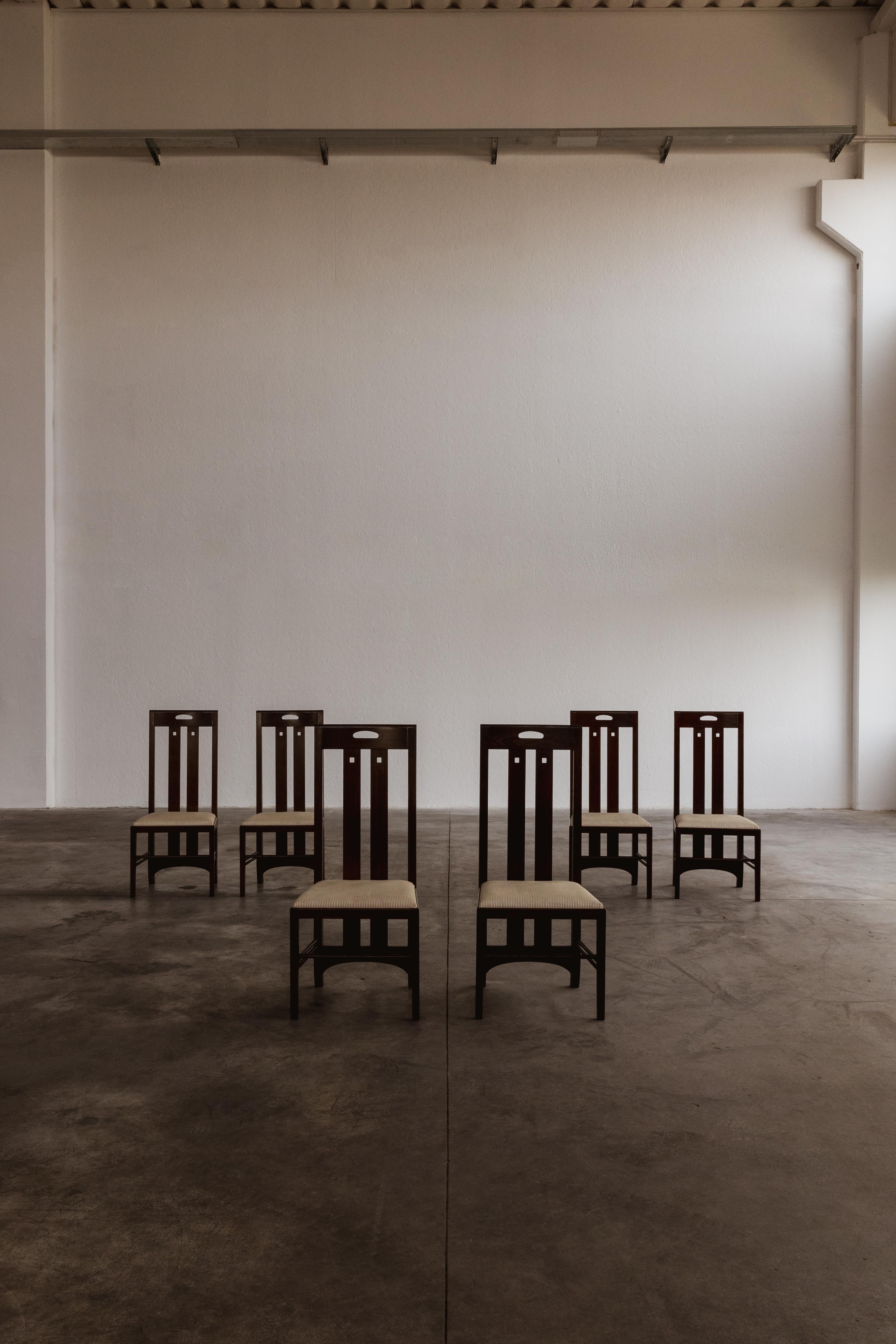 Mid-Century Modern Charles Rennie Mackintosh “Ingram” Dining Chairs for Cassina, 1981, Set of 6 For Sale