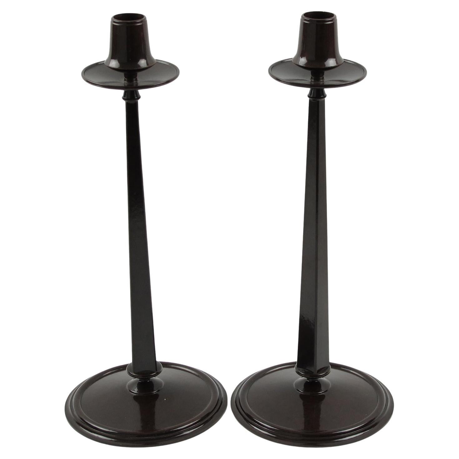 Charles Rennie Mackintosh Jugendstil Art Deco Bakelite Candlestick, a Pair For Sale