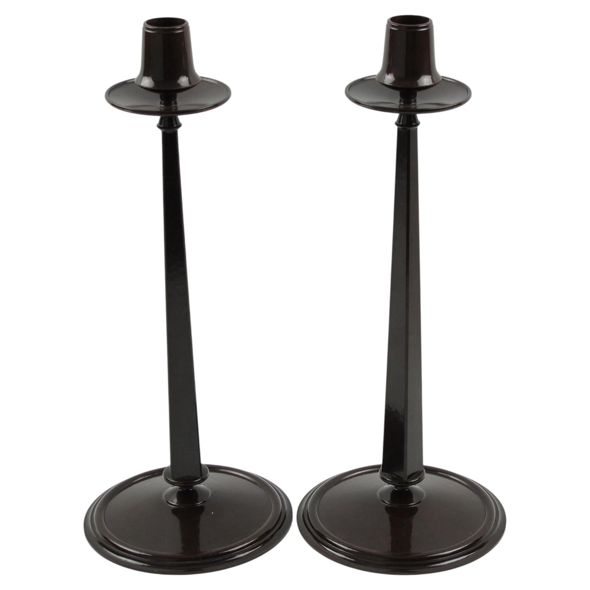 Charles Rennie Mackintosh Jugendstil Art Deco Bakelite Candlestick, a Pair