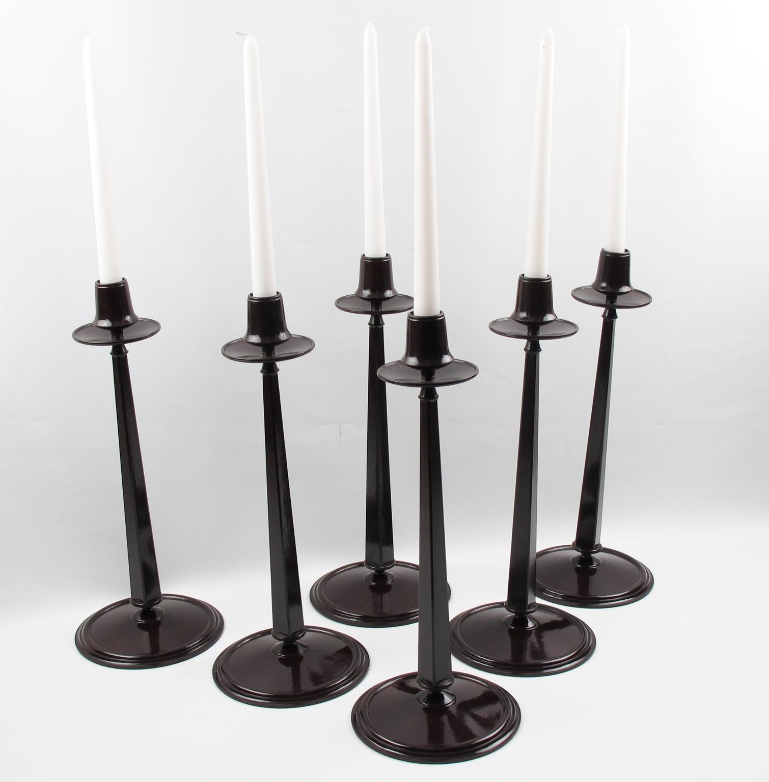Charles Rennie Mackintosh Jugendstil Bakelite Candlesticks Set, Six Pieces For Sale 4