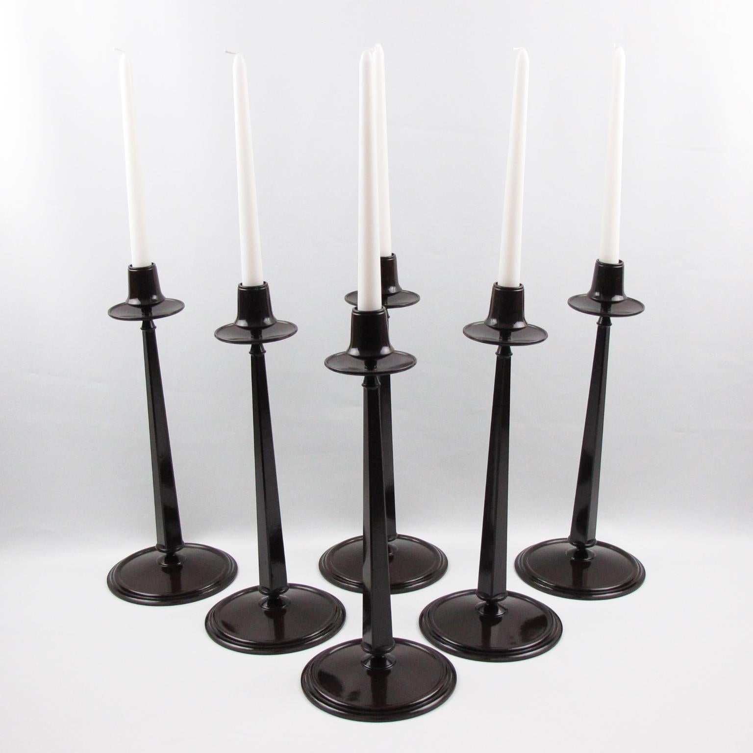 Art Deco Charles Rennie Mackintosh Jugendstil Bakelite Candlesticks Set, Six Pieces For Sale