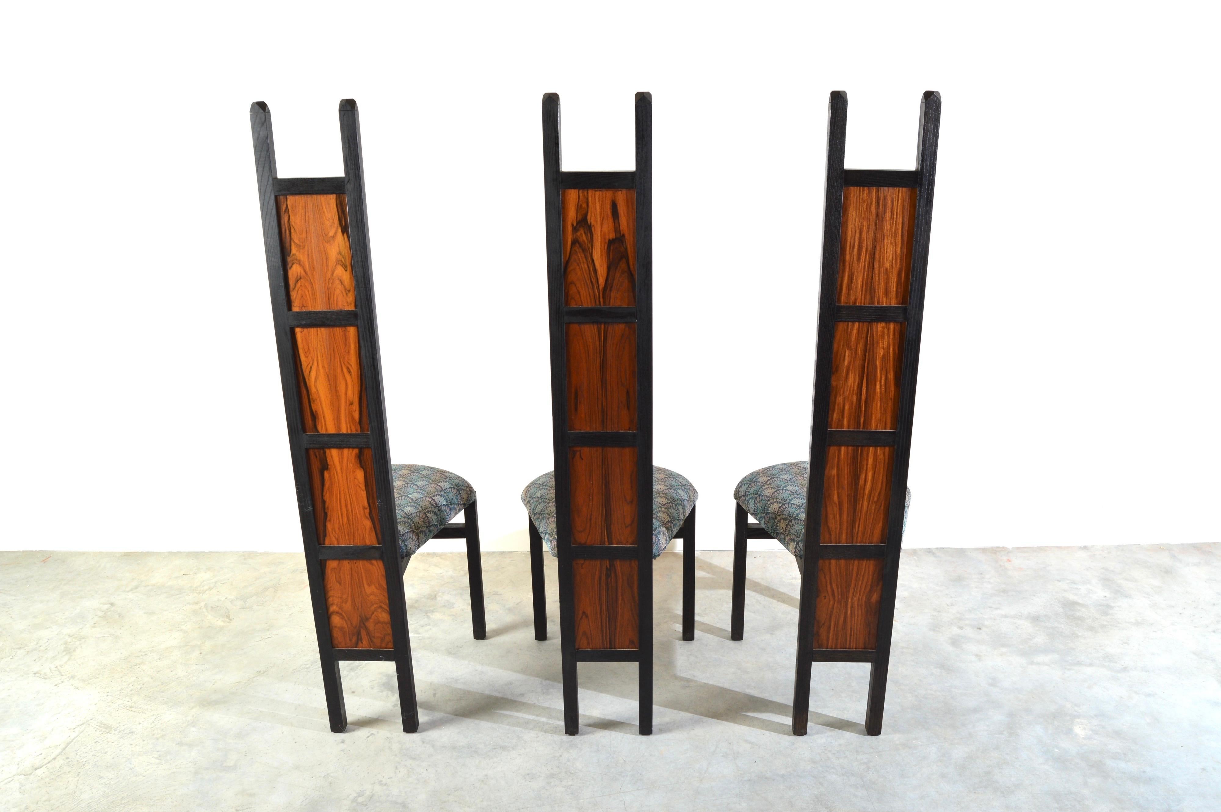 Hollywood Regency Charles Rennie Mackintosh Style Custom High Back Contemporary Dining Chairs