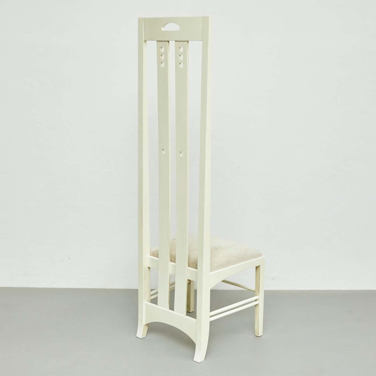 Mid-Century Modern Charles Rennie Mackintosh White Lacquered Chair, circa 1970