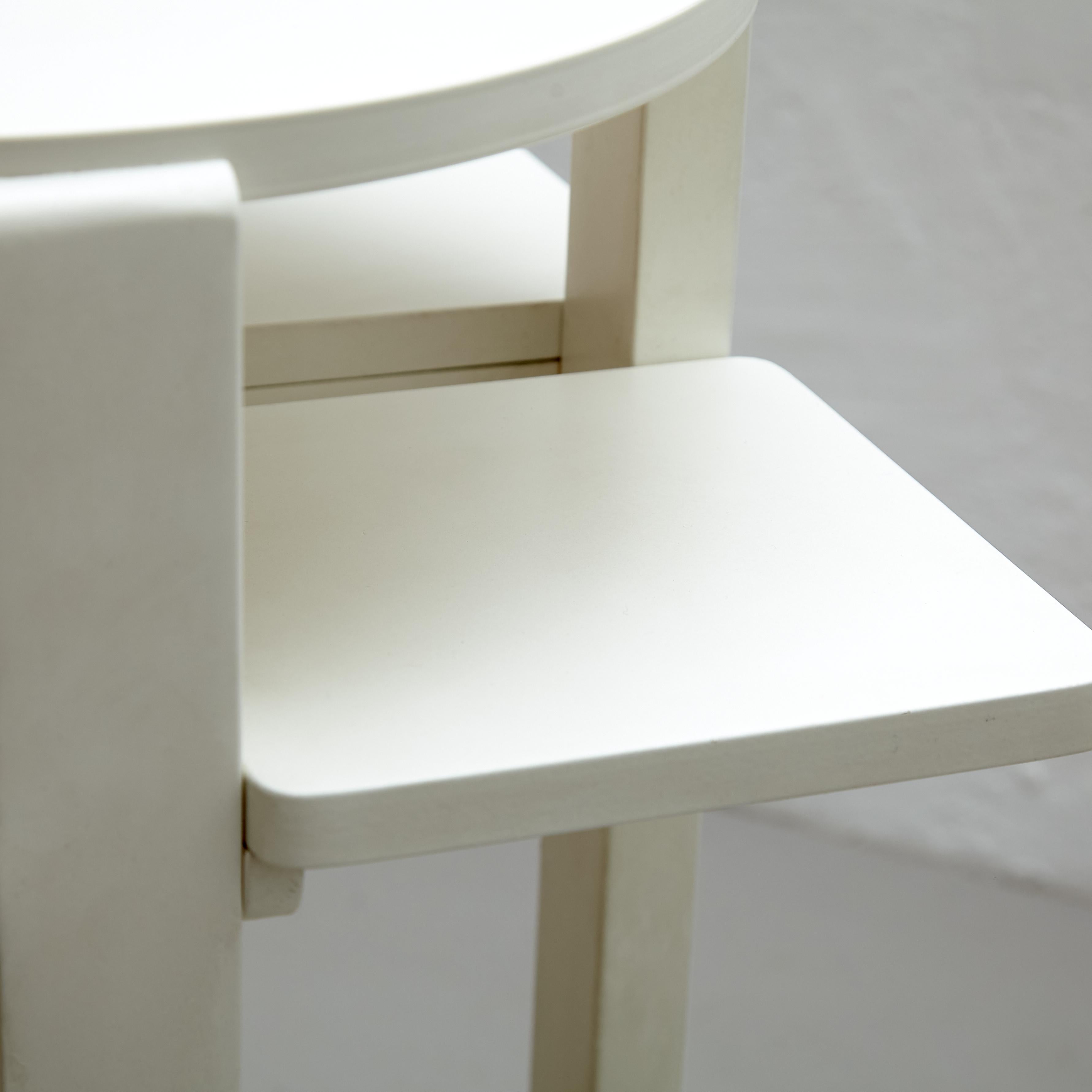 Charles Rennie Mackintosh White Lacquered Domino Side Table, circa 1970 4