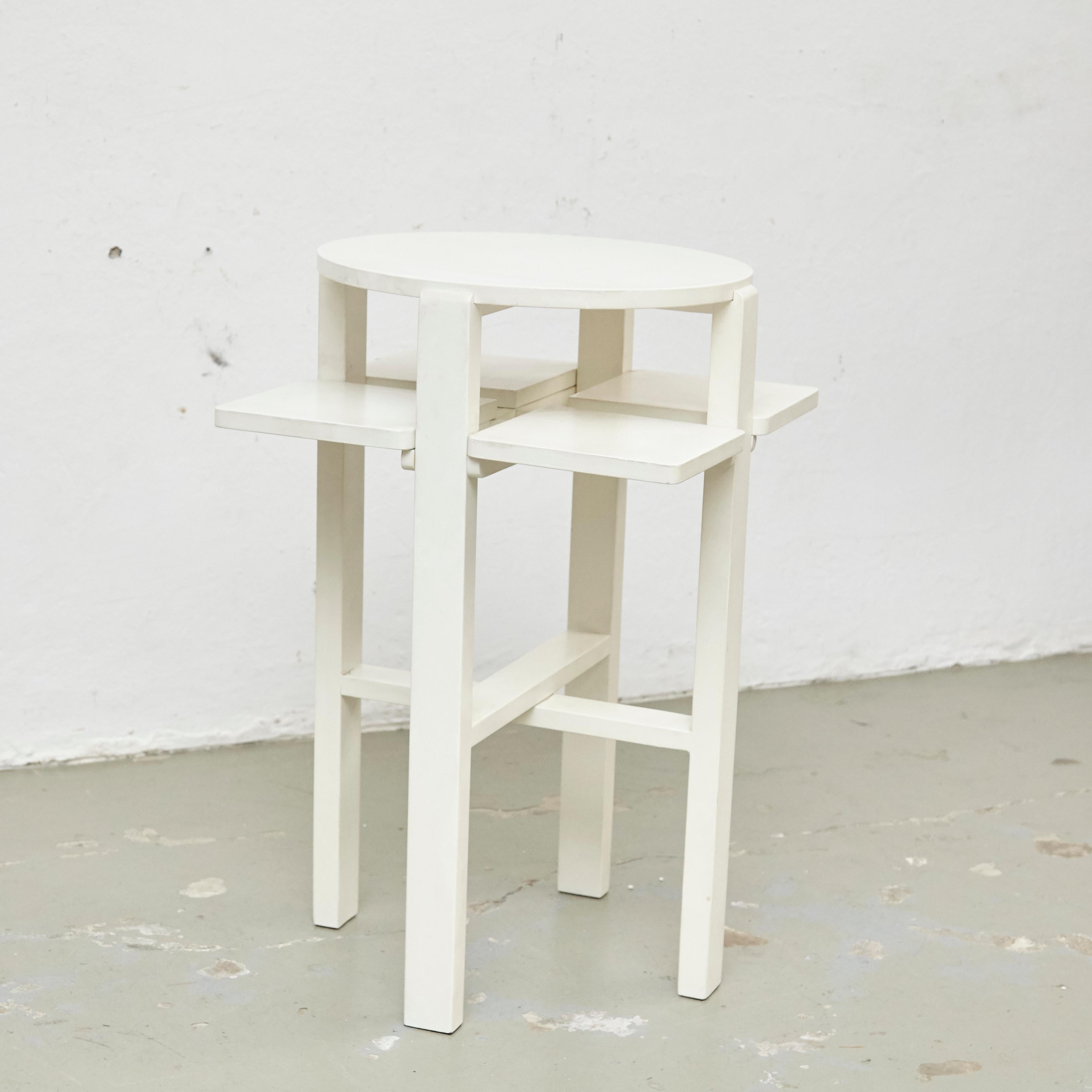 Mid-Century Modern Charles Rennie Mackintosh White Lacquered Domino Side Table, circa 1970