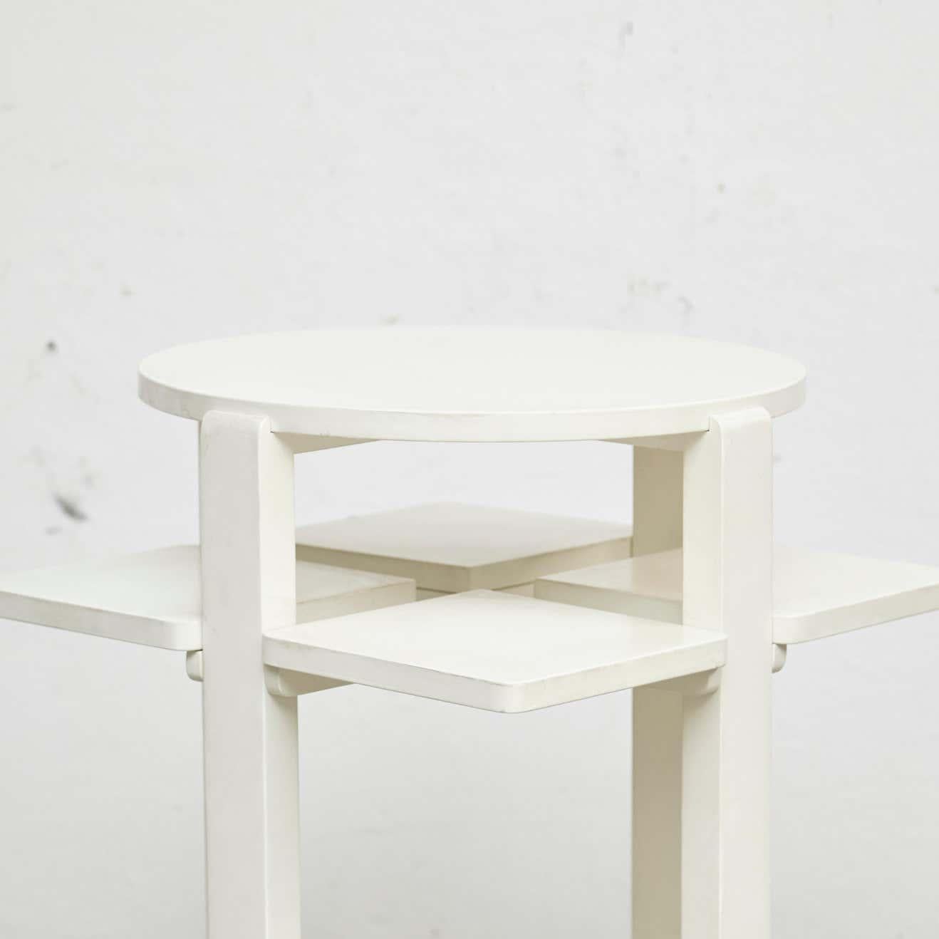 Wood Charles Rennie Mackintosh White Lacquered Domino Side Table, circa 1970