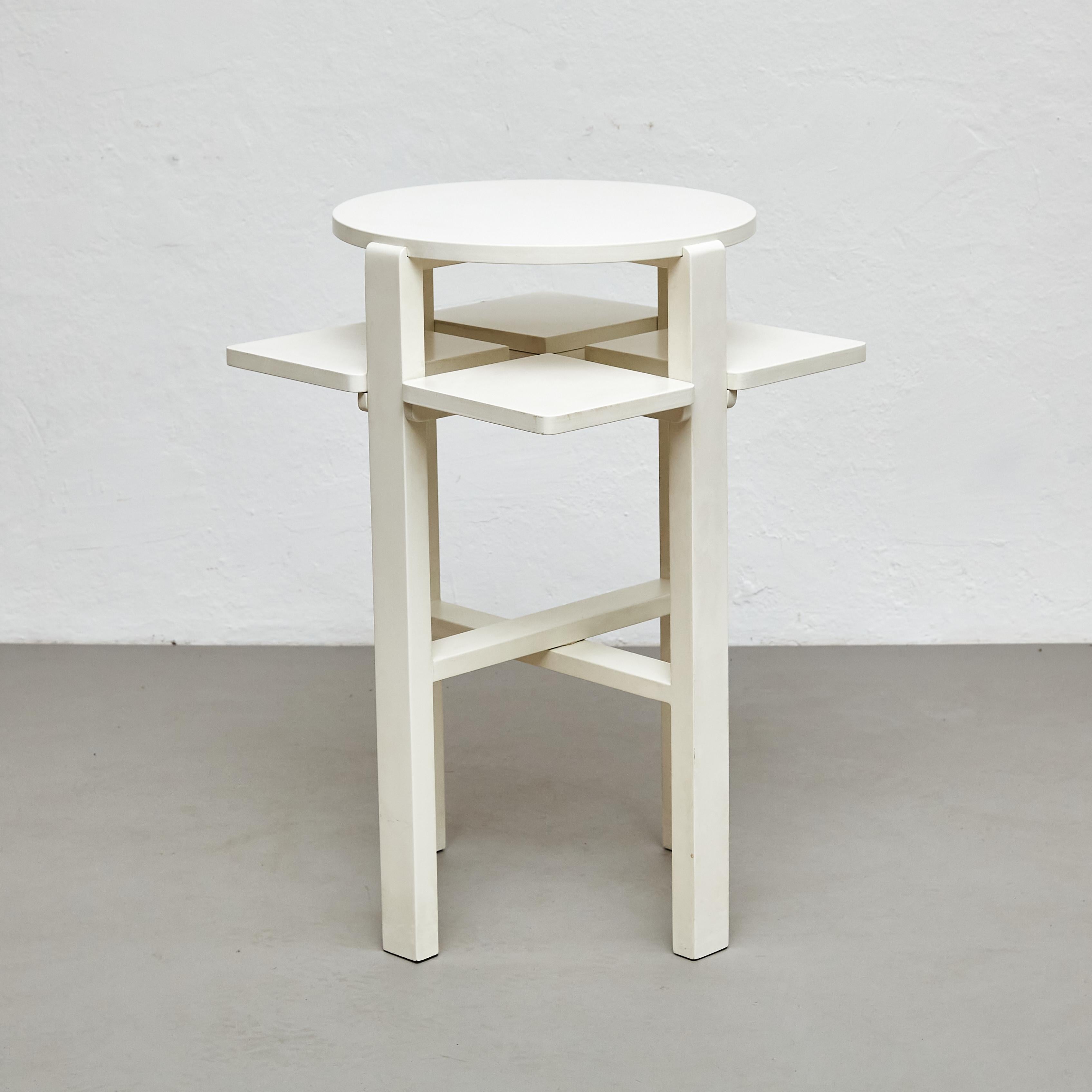 Wood Charles Rennie Mackintosh White Lacquered Domino Side Table, circa 1970