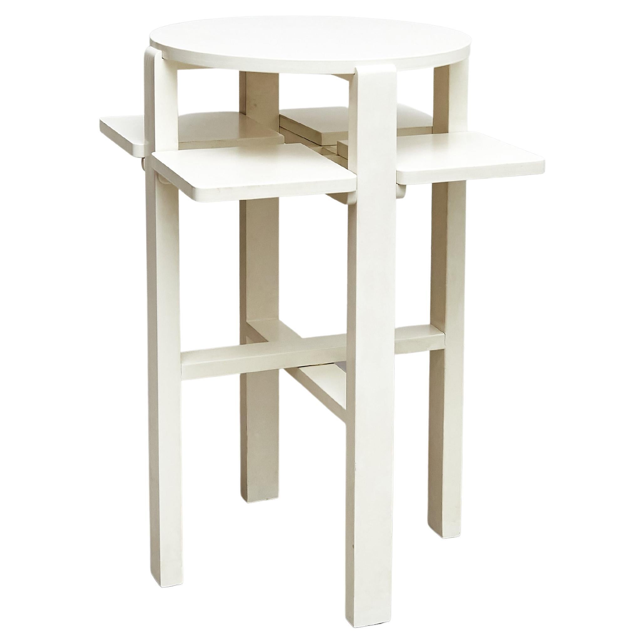 Charles Rennie Mackintosh White Lacquered Domino Side Table, circa 1970