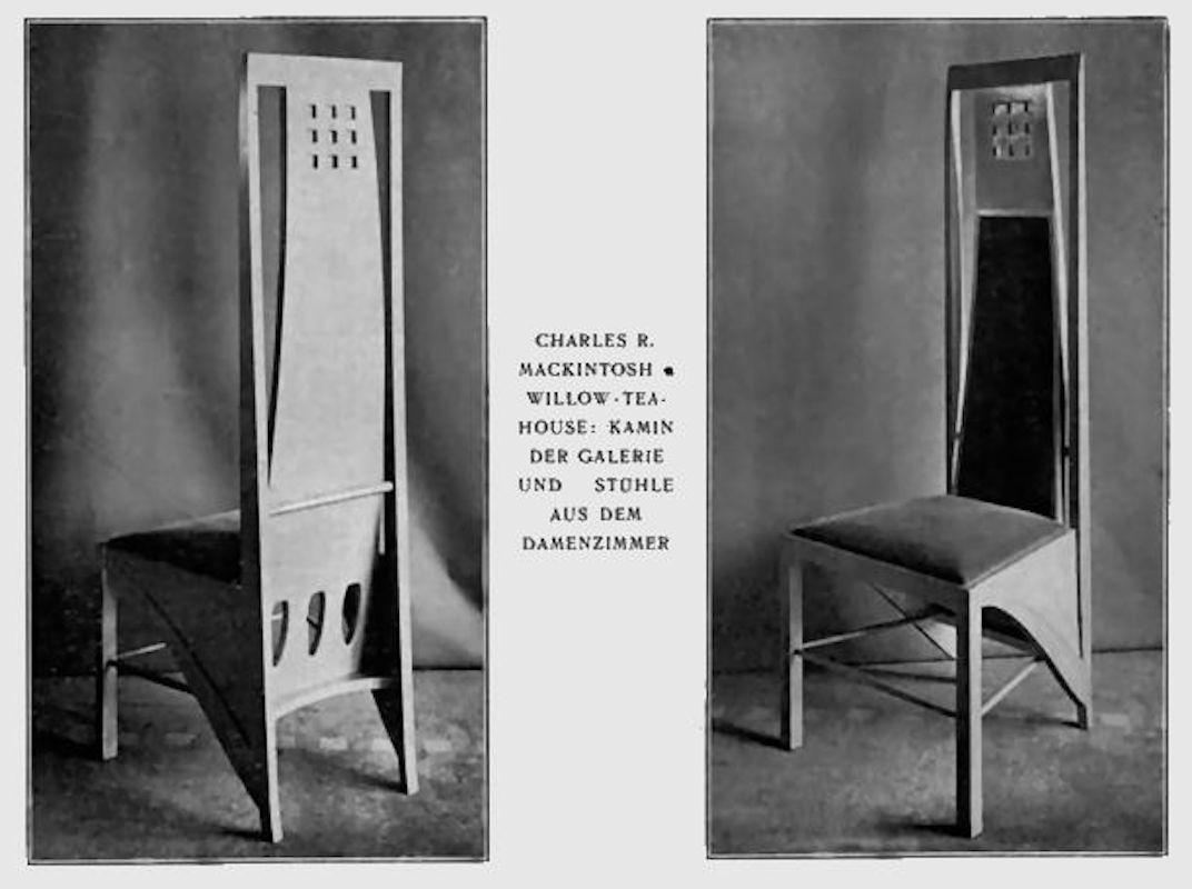 Charles Rennie Mackintosh Willow 1 Chair, Cassina, 1903, Ebonized Ash, Lattice 4