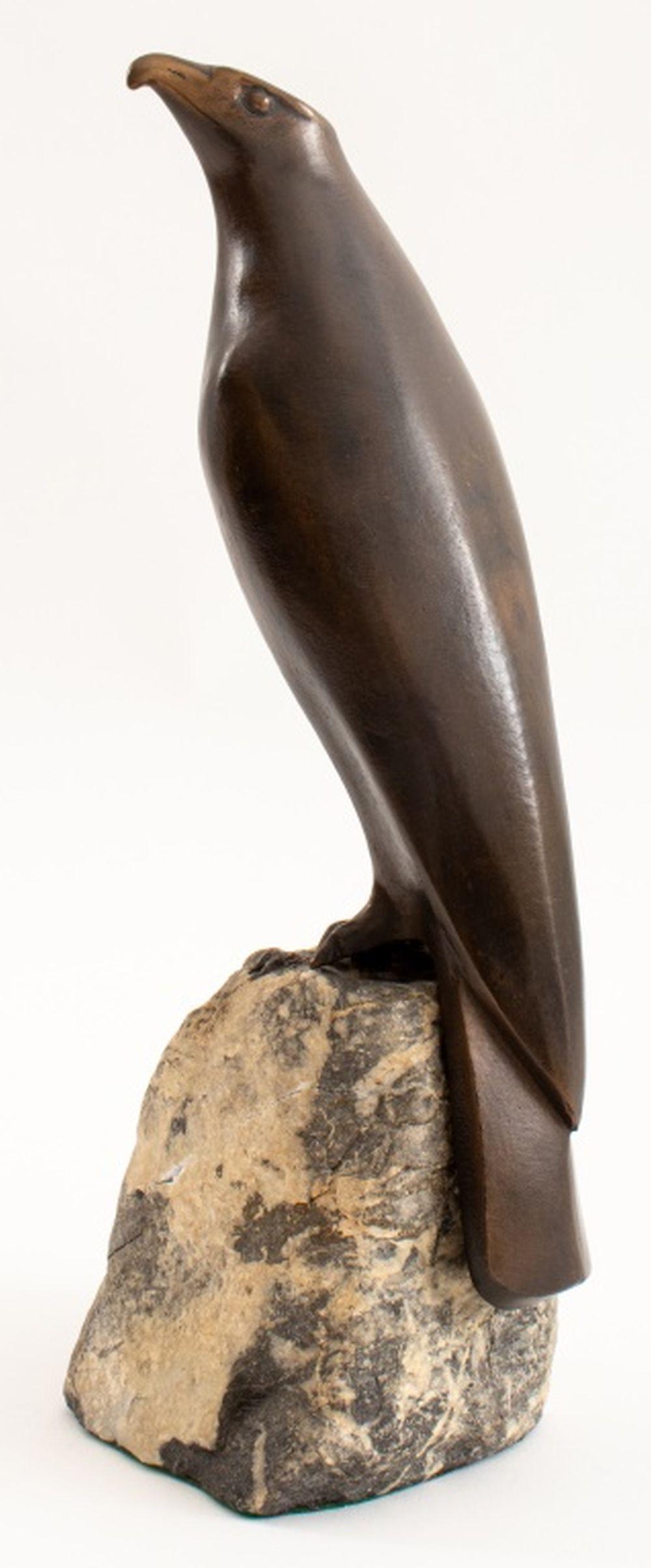 French Charles Reussner Animalier Falcon Bronze Sculpture