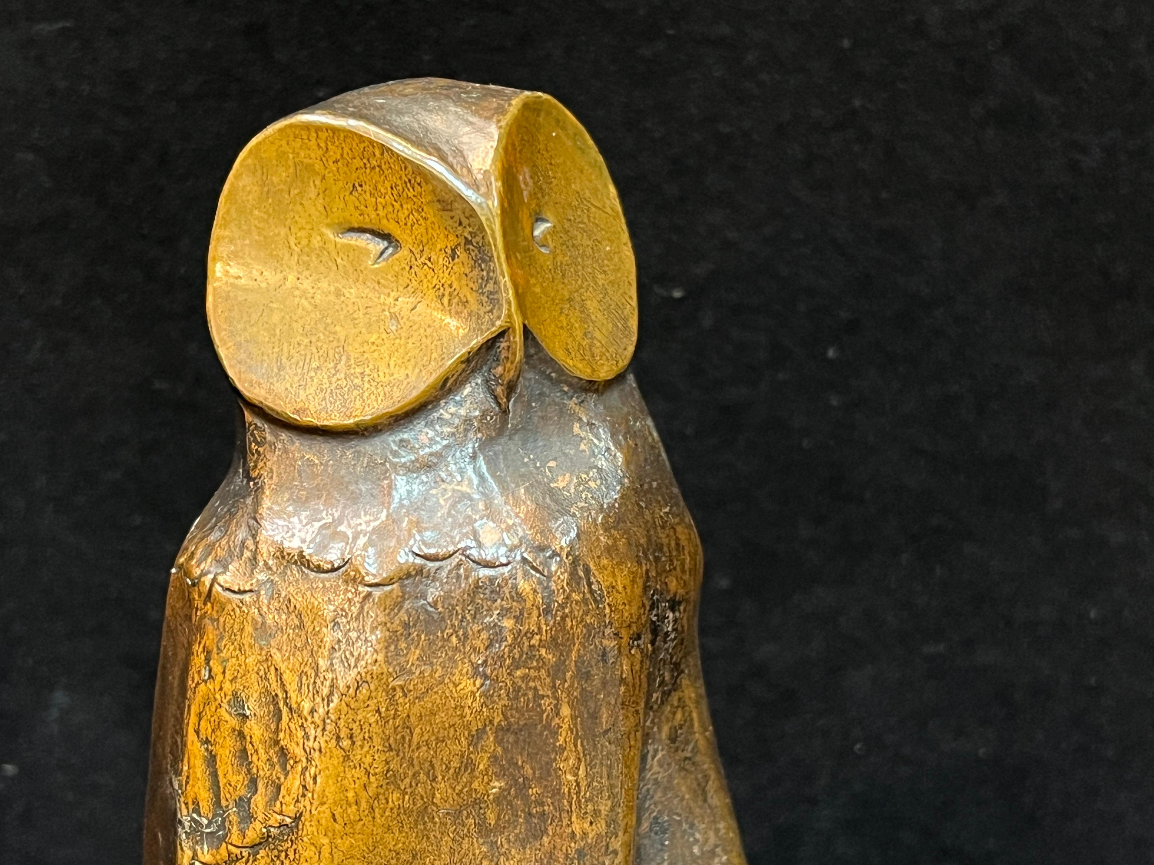 Charles Reussner French Sculpture of a Bronze Owl Perched on a Natural Stone For Sale 6