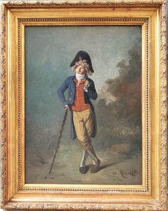Antique Portrait Incredible French Revolution costume REVEL romantic french painting
