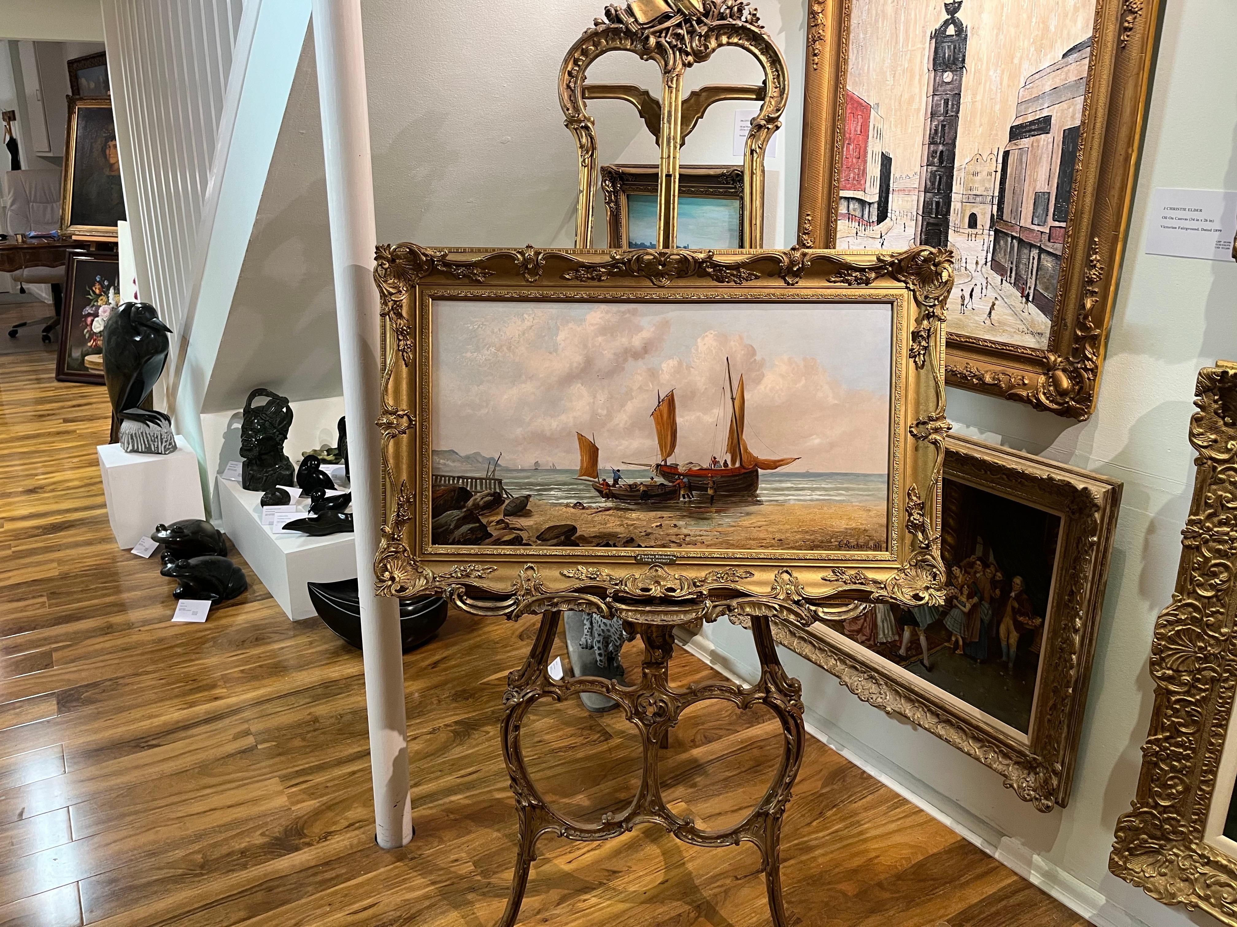 OLD MASTER OIL PAINTING GRANDE Alta calidad Siglo XIX Coger Marco dorado en venta 5