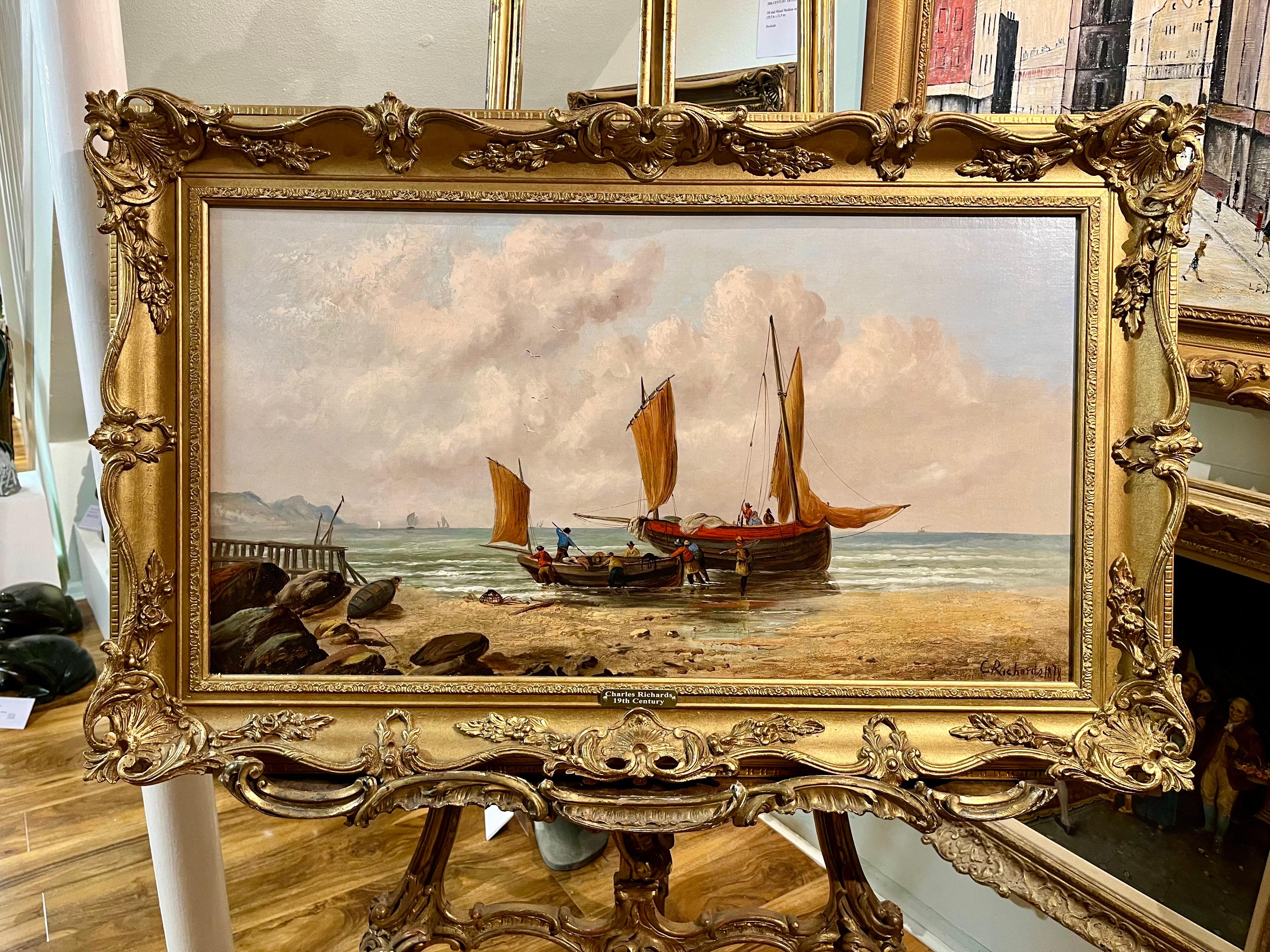 OLD MASTER OIL PAINTING GRANDE Alta calidad Siglo XIX Coger Marco dorado en venta 9