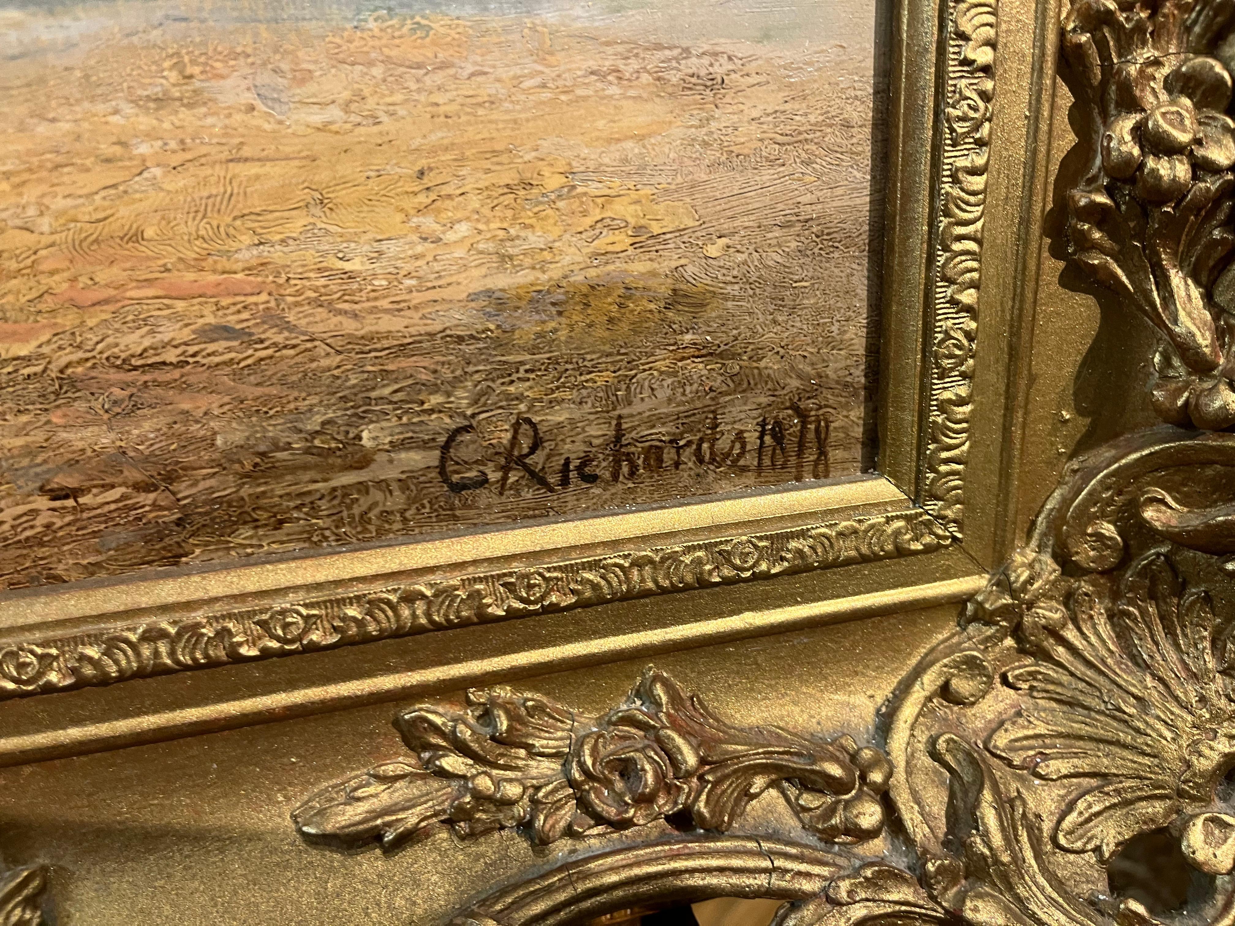 OLD MASTER OIL PAINTING GRANDE Alta calidad Siglo XIX Coger Marco dorado en venta 11