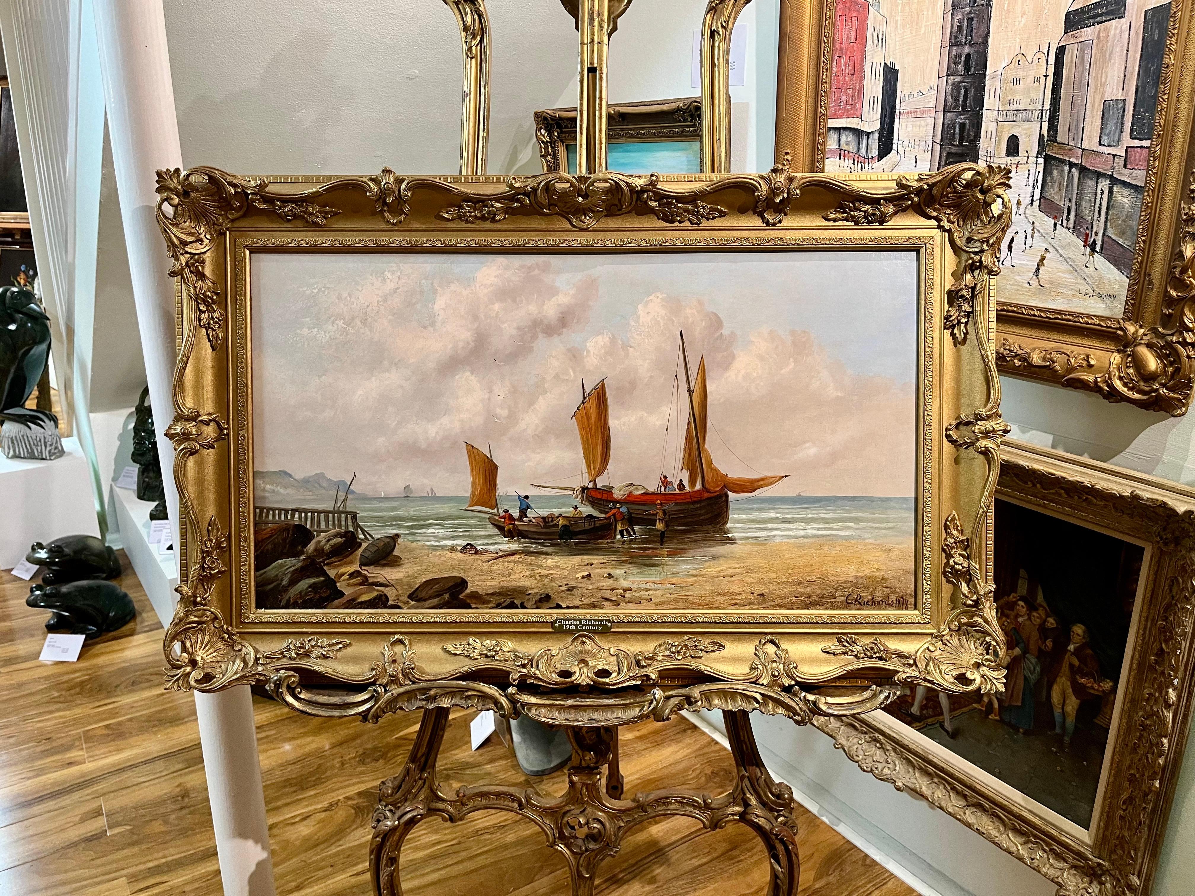 OLD MASTER OIL PAINTING GRANDE Alta calidad Siglo XIX Coger Marco dorado en venta 12