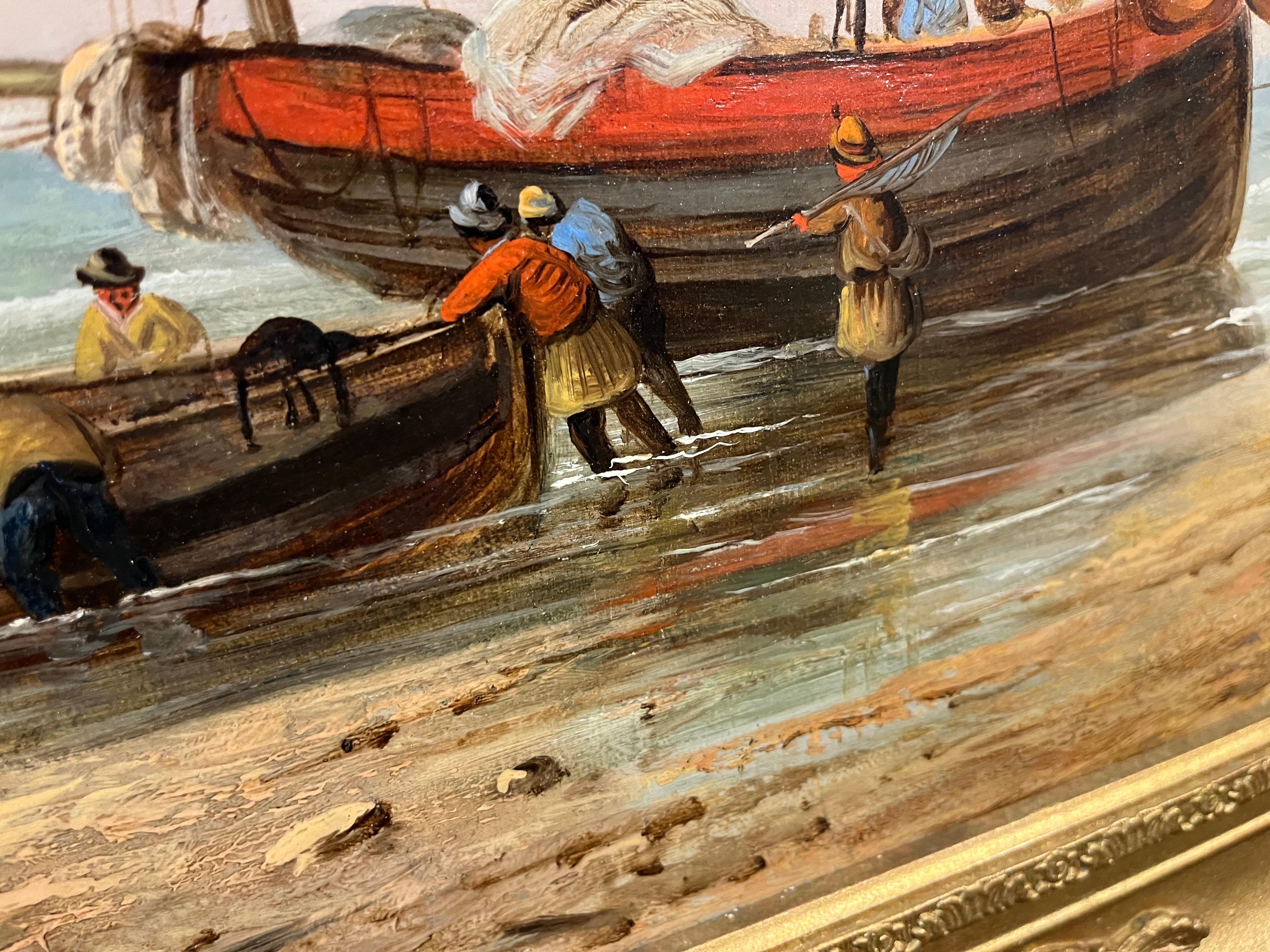 OLD MASTER OIL PAINTING GRANDE Alta calidad Siglo XIX Coger Marco dorado - Figurative Painting Oro de Charles Richards