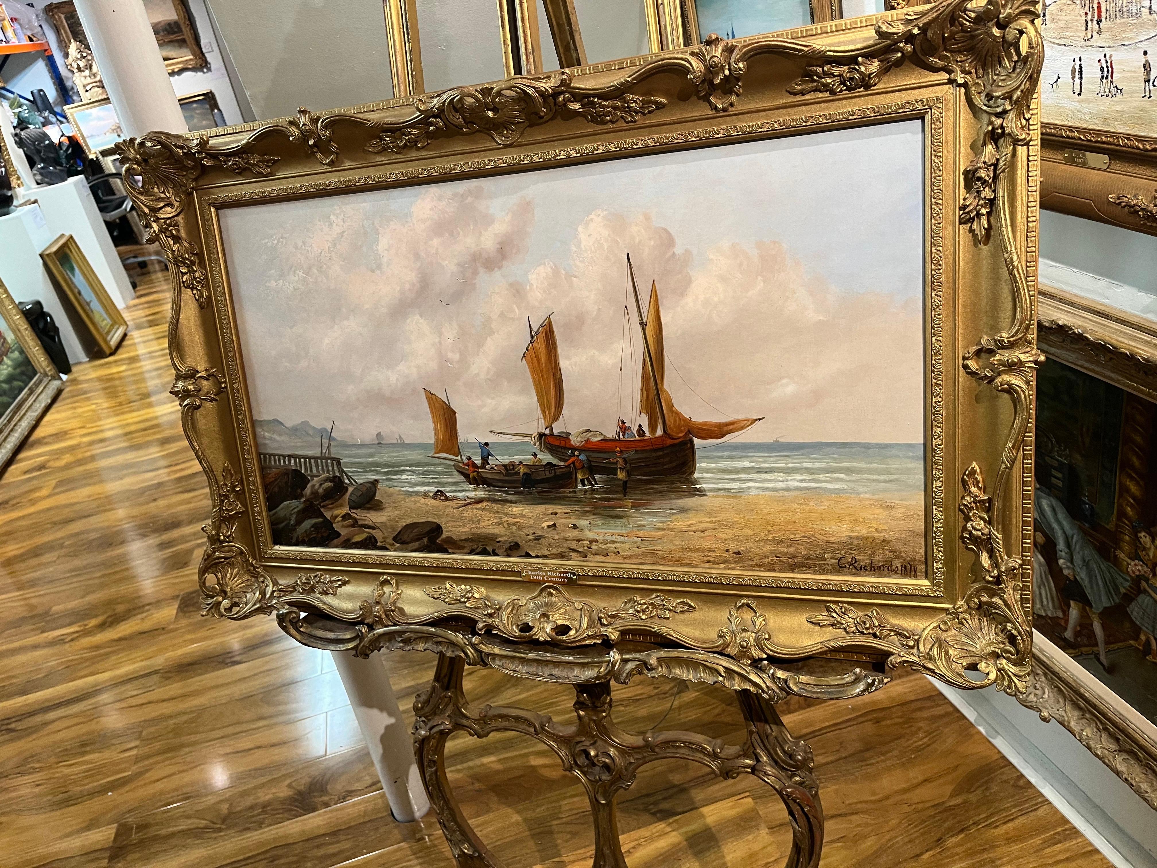 OLD MASTER OIL PAINTING GRANDE Alta calidad Siglo XIX Coger Marco dorado en venta 4