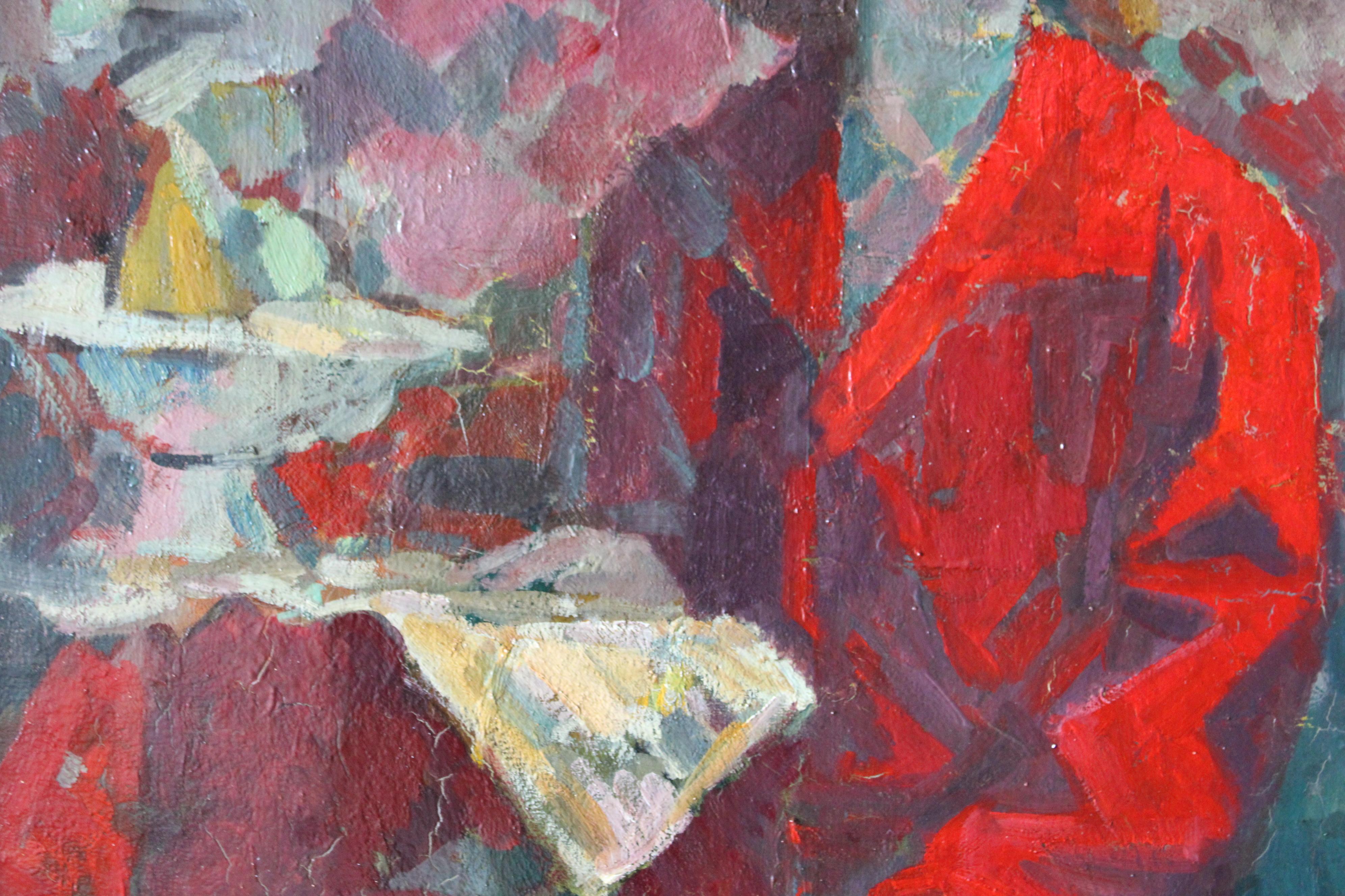 Ritratto di donna colorato post impressionista d'epoca, impressionista francese 8