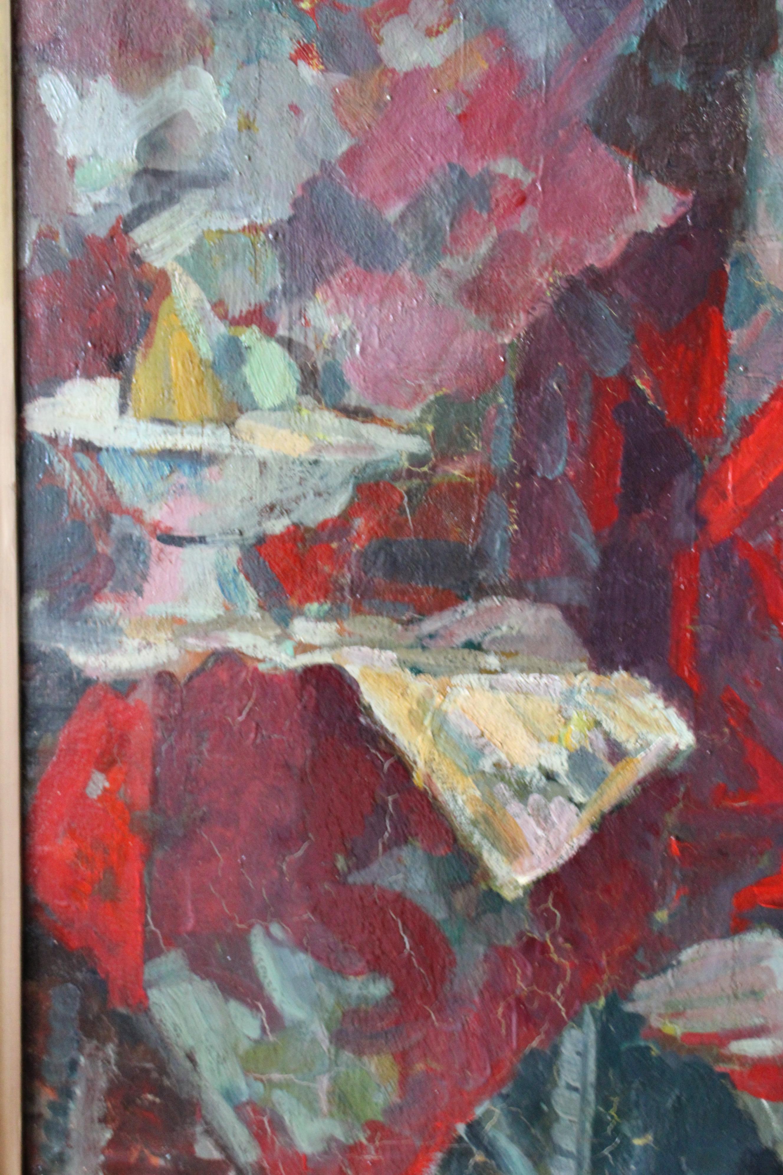 Ritratto di donna colorato post impressionista d'epoca, impressionista francese 2