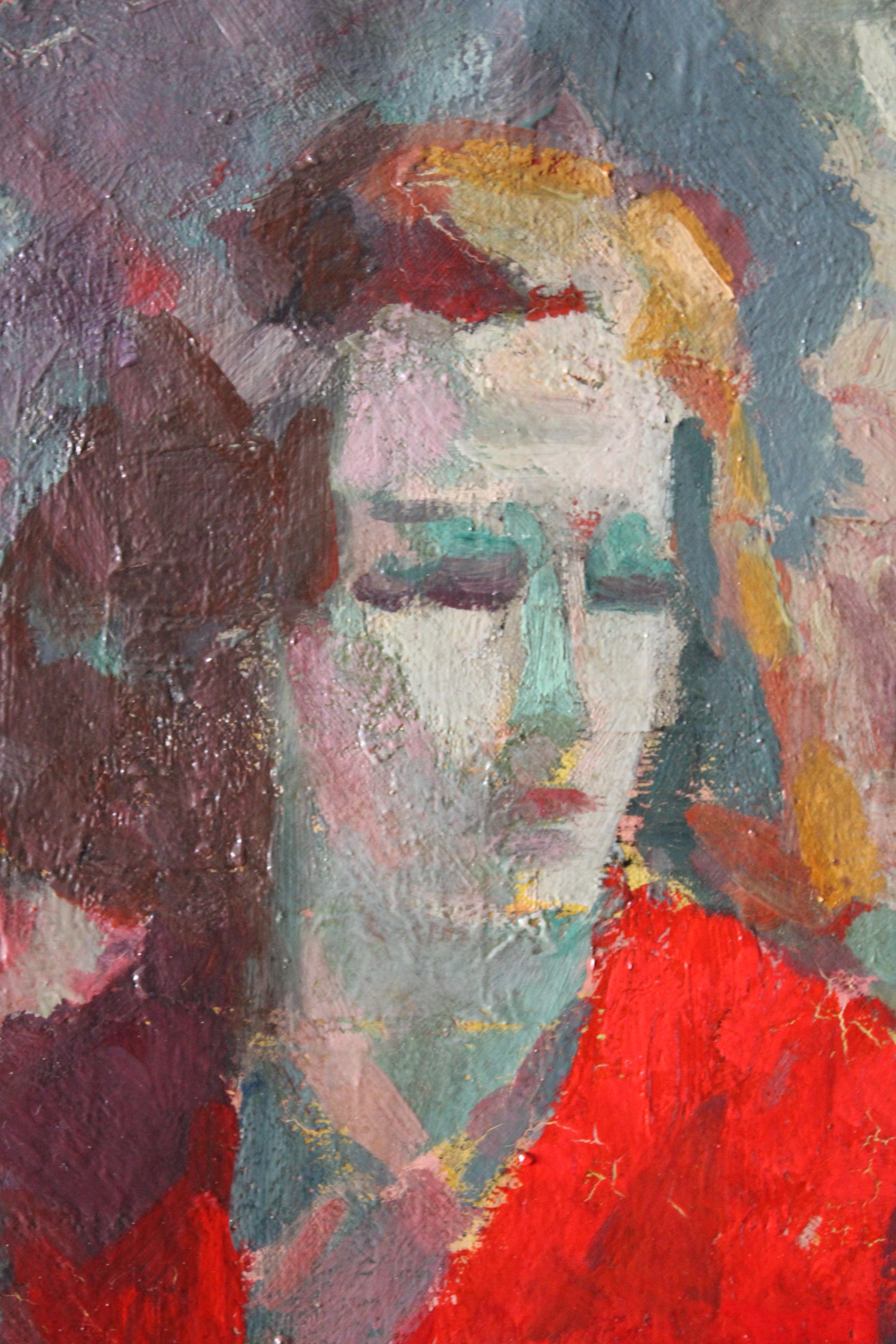 Ritratto di donna colorato post impressionista d'epoca, impressionista francese 4