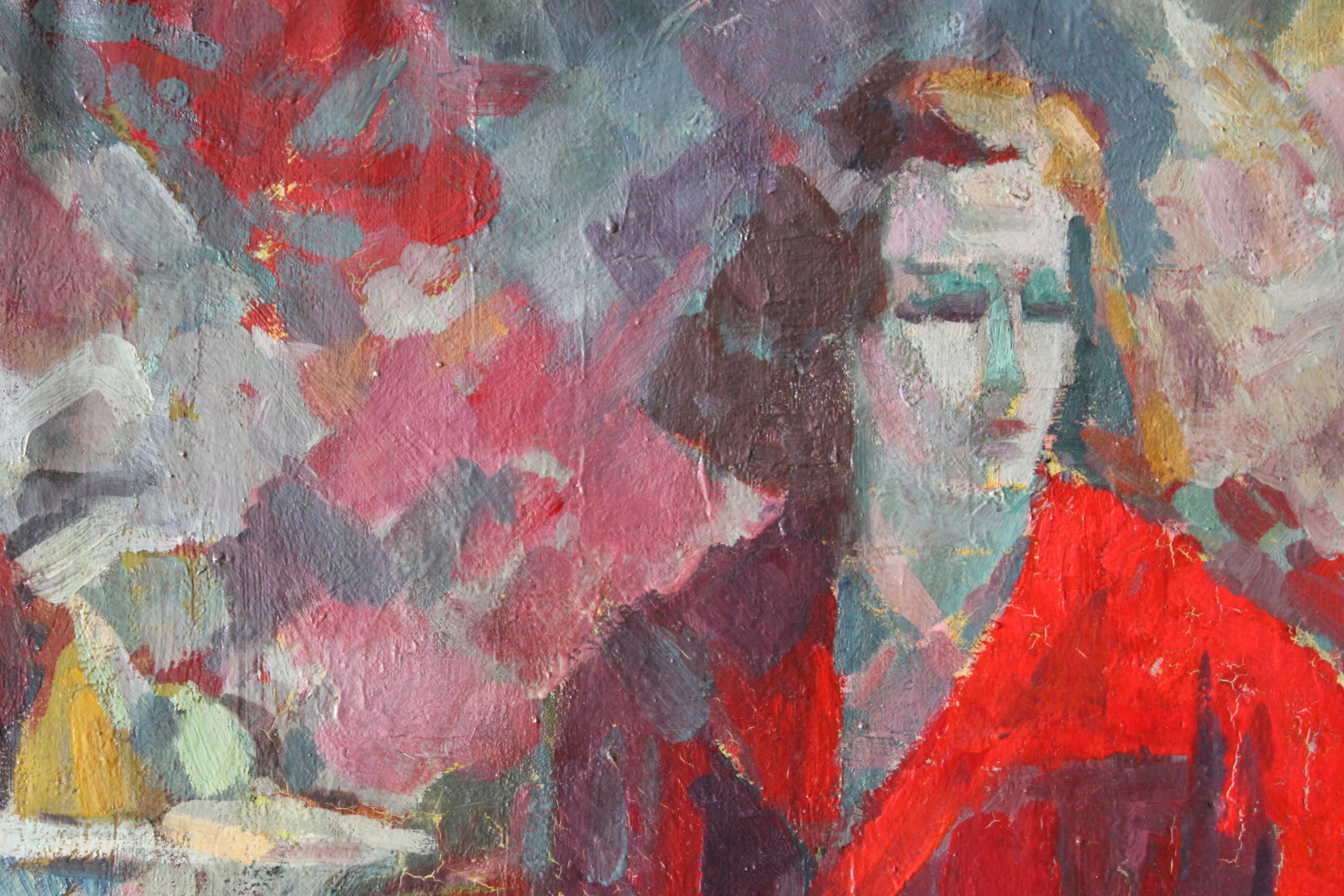 Ritratto di donna colorato post impressionista d'epoca, impressionista francese 6