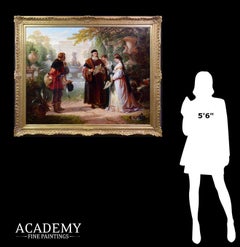 Large 19thC Oil Painting Katherine & Petruchio Shakespeare Taming of the Shrew