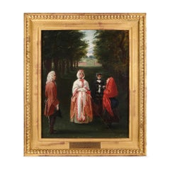 Antique Oil Painting of a Garden Scene from ‘The Heart of Midlothian’ by Leslie