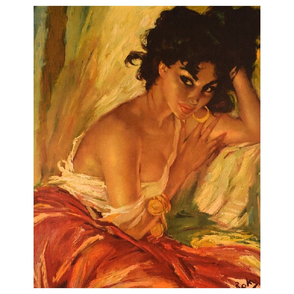 Charles Roka, Hungary, Oil Print, Roma Woman, 1960/70's