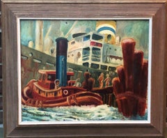 Charles Rosen "New York Harbor, " Modernist Boats New Hope Woodstock 1920s 1930s
