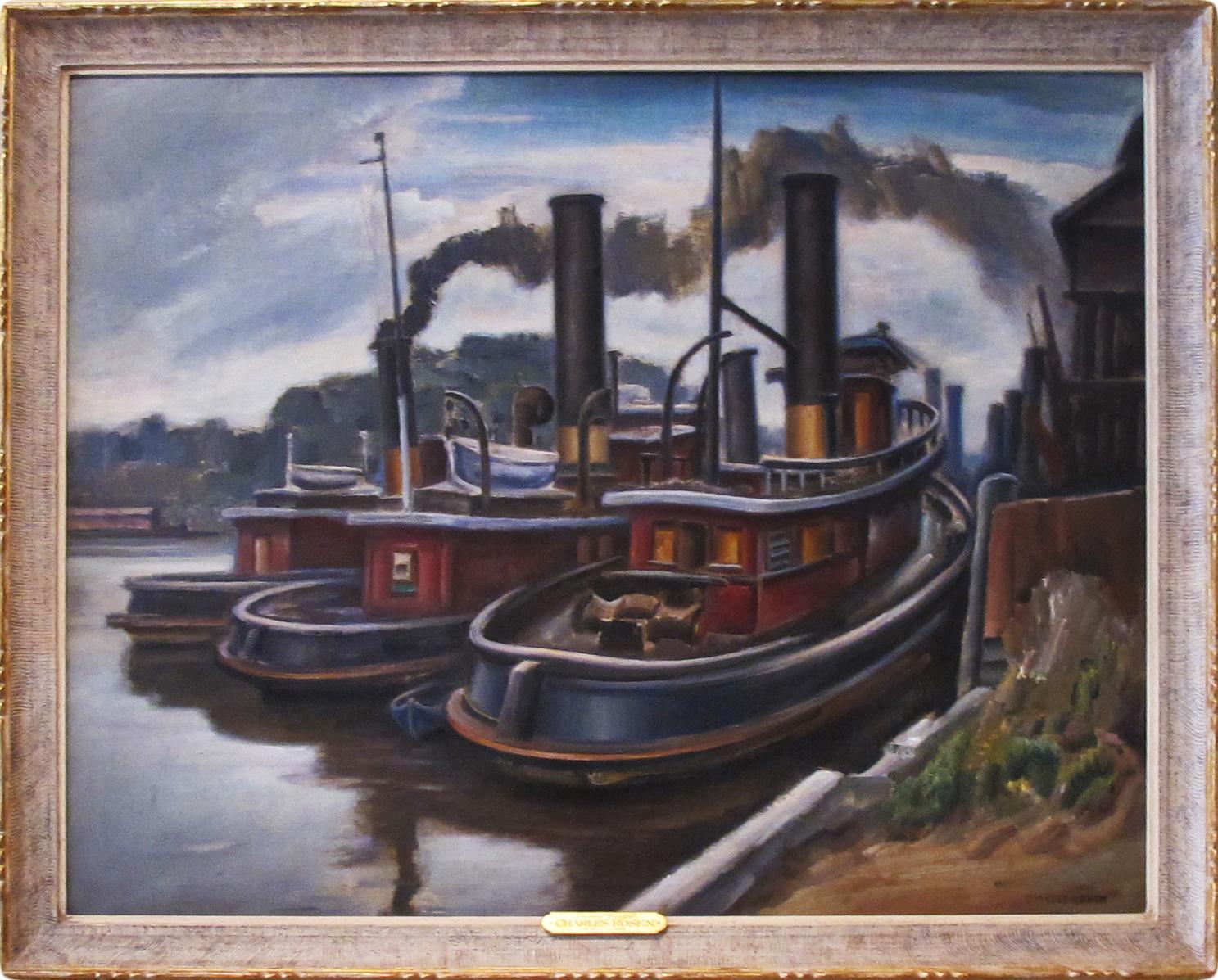 "Three Tugs" - Painting by Charles Rosen
