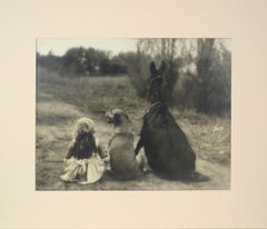 Mary Pickford with Dog & Horse in "Through the Back Door", Silent Film B&W Photo