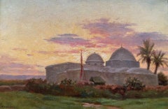 View of Tunis, original Orientalist painting by French artist, Signed and dated