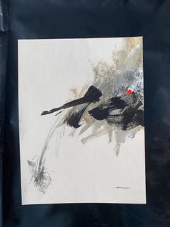 Breakdance by Charles Ross, Vertical Abstract Mixed Media on Paper Painting