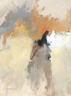 Creme Caramel, Vertical Mixed Media on Canvas Abstract Painting