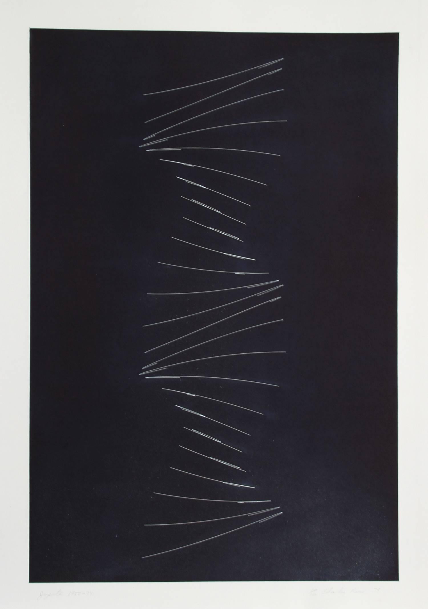 Künstler: Charles Ross, Amerikaner (1937 - )
Titel: Jupiter 1950 - 1974
Jahr: 1979
Medium: Aquatinta-Radierung, mit Bleistift signiert und nummeriert
Auflage: 100, AP XX
Größe: 41 in. x 29 in. (104,14 cm x 73,66 cm)